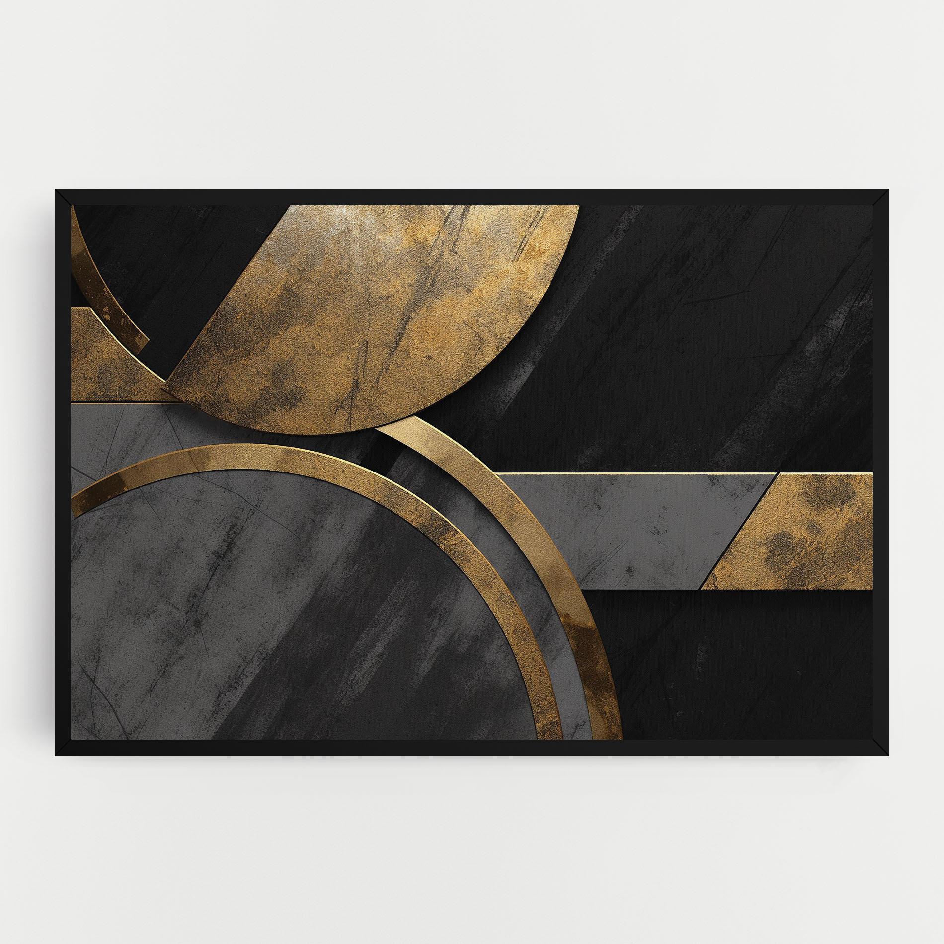 Leinwandbild Grey With Gold Painting mockup 0