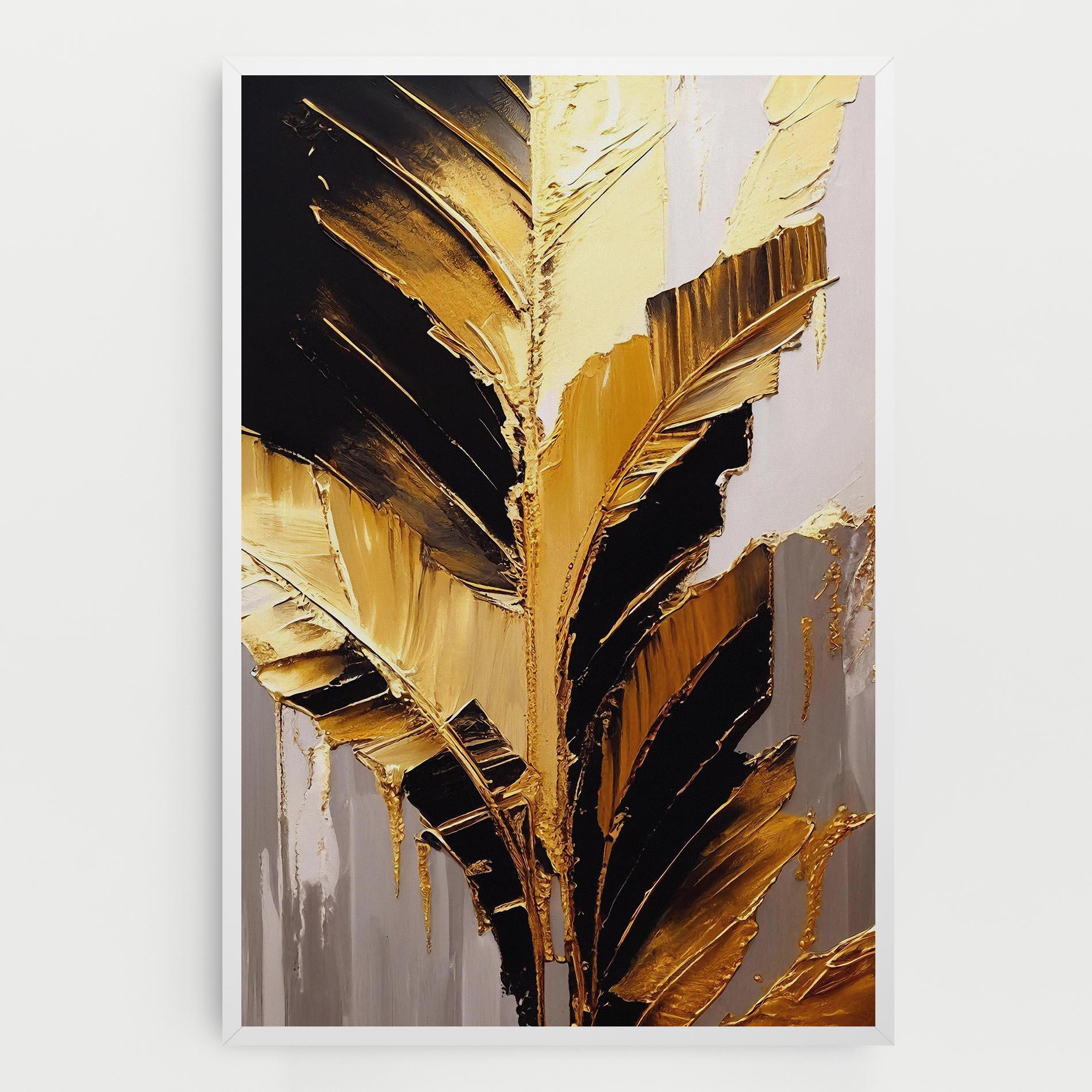 Leinwandbild Balck With Gold Leafs mockup 0