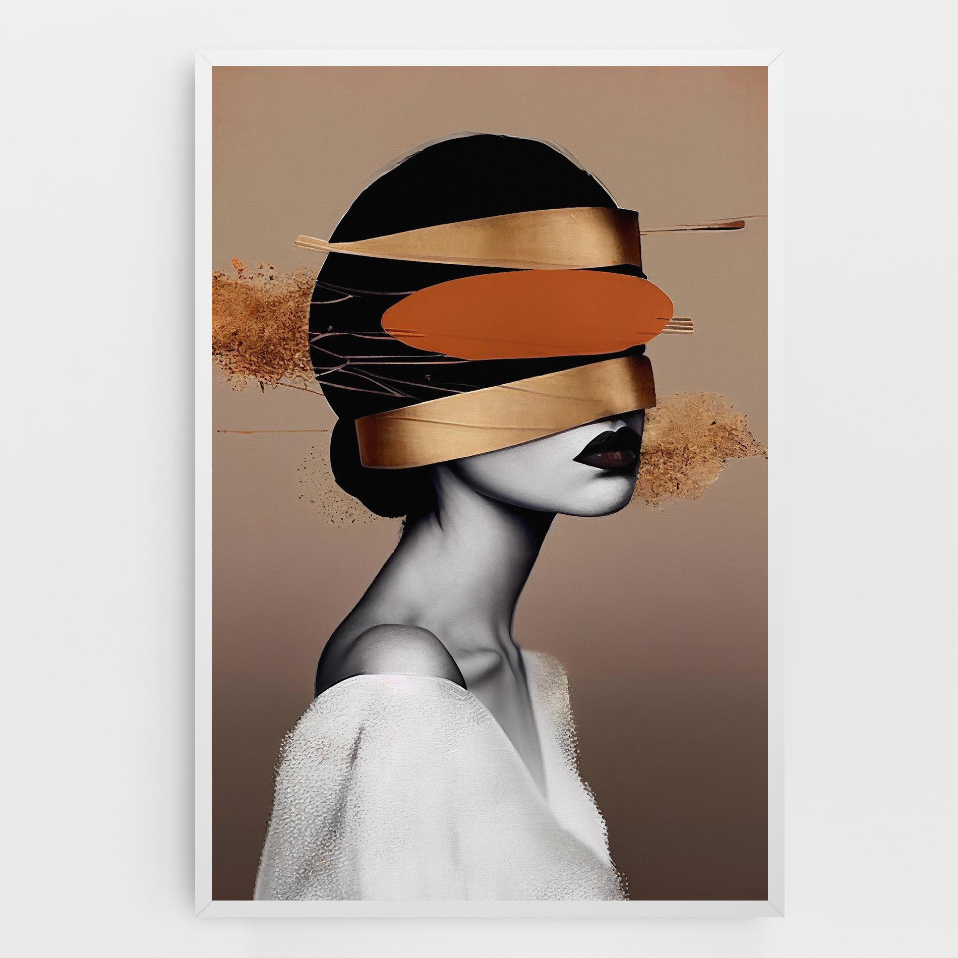 Leinwandbild Woman With Gold Lines mockup 0