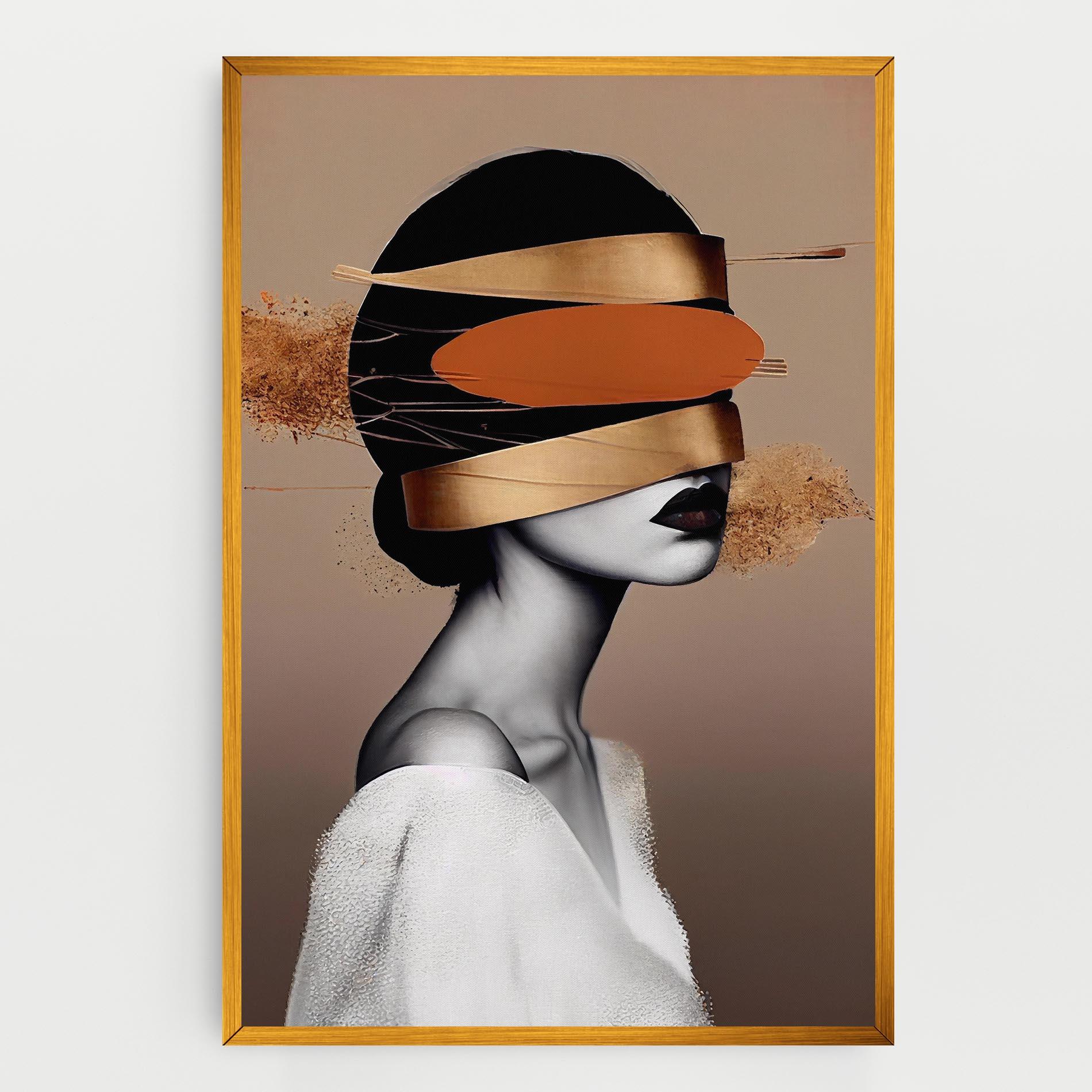 Leinwandbild Woman With Gold Lines mockup 0