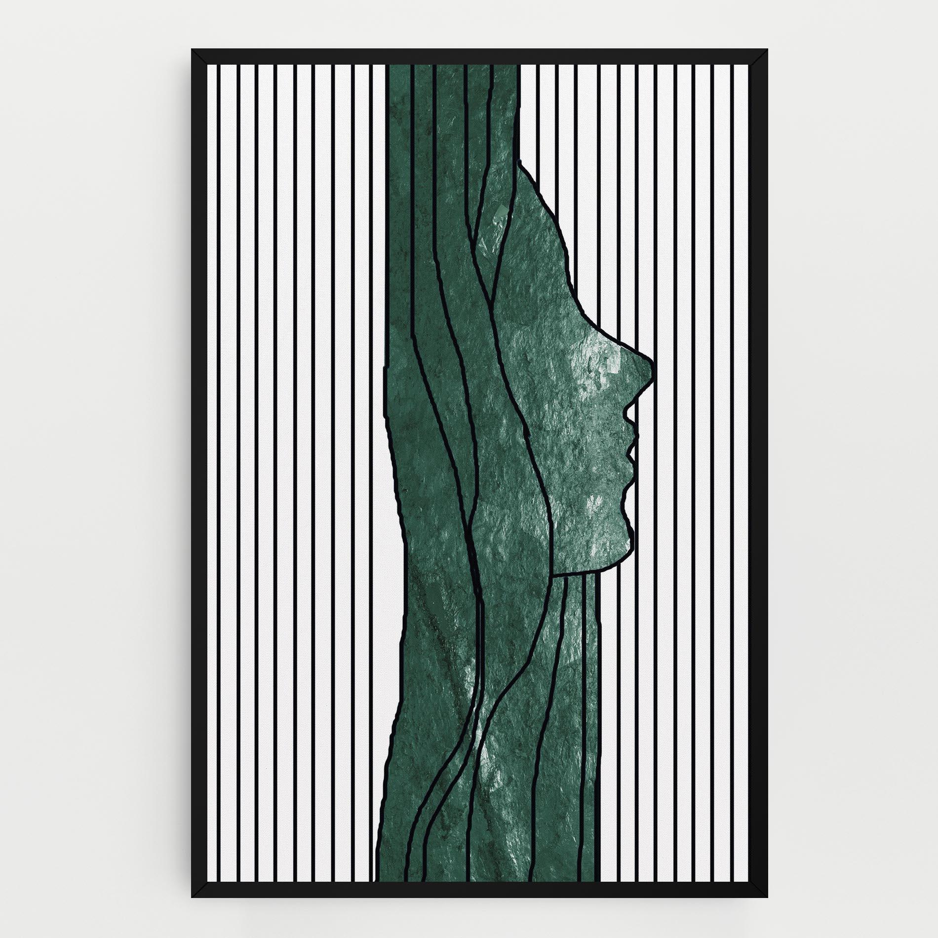 Leinwandbild Abstract Green Face mockup 0