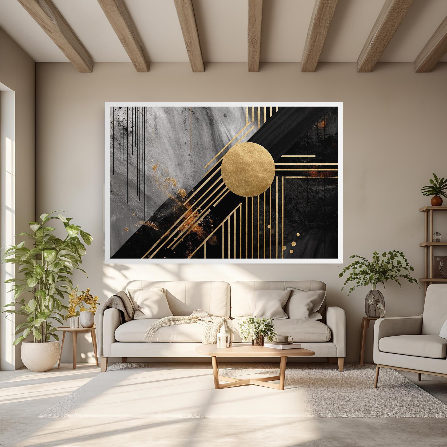 Leinwandbild Gold Circle With Lines mockup 6