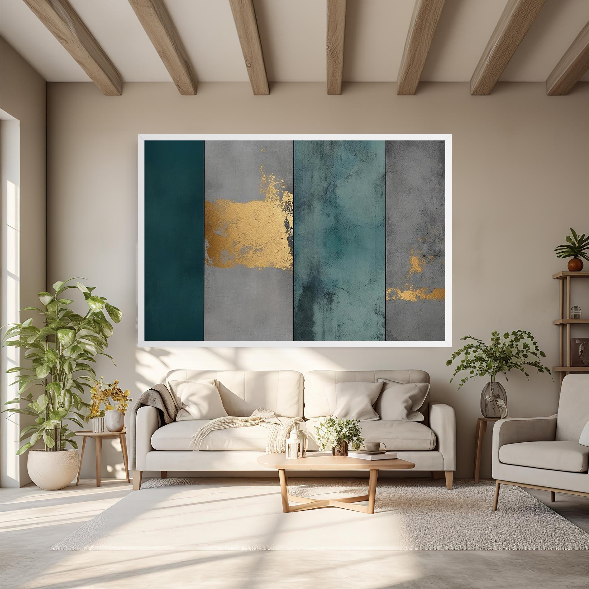 Leinwandbild Green Colors With Gold mockup 6