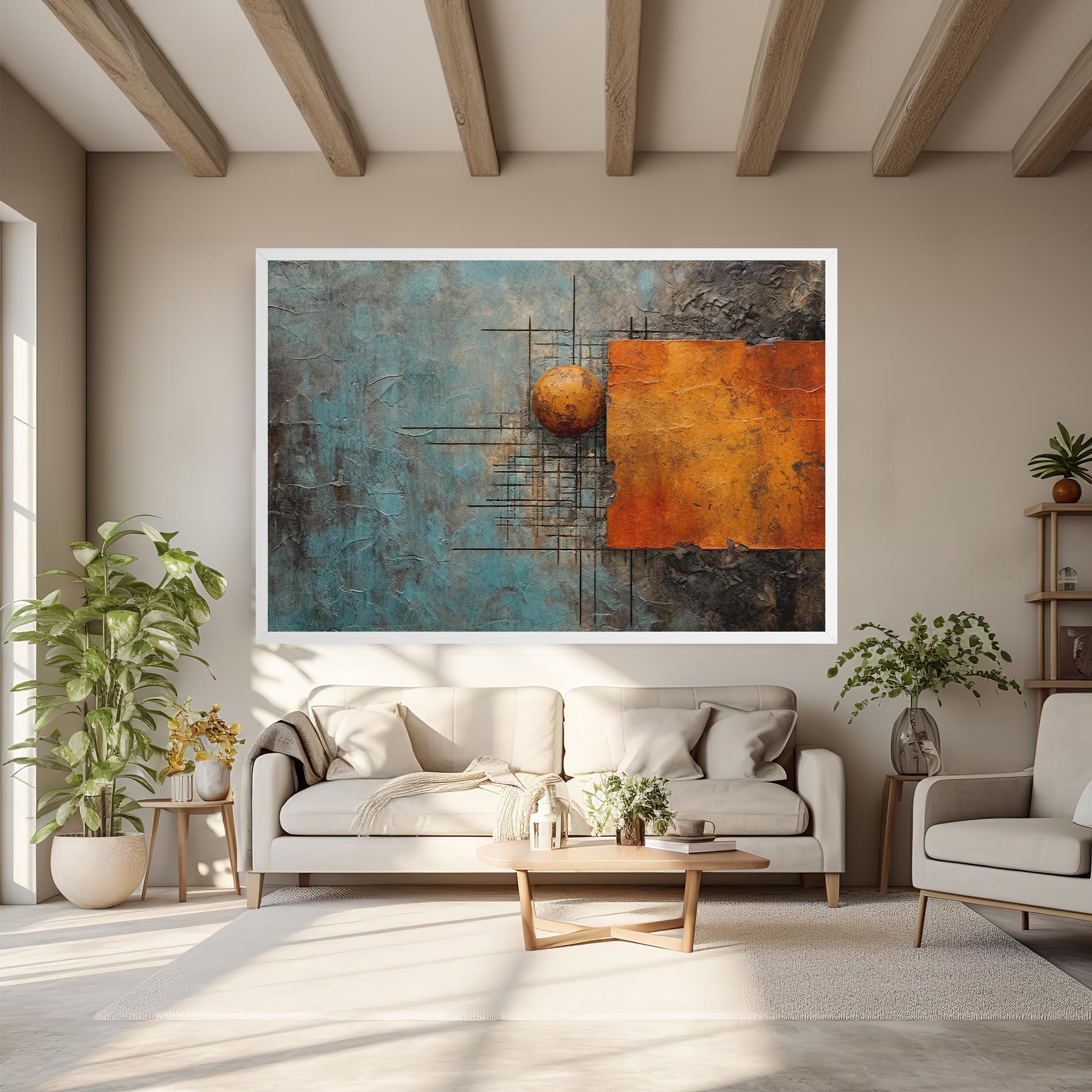 Leinwandbild Orange Square Painting mockup 6