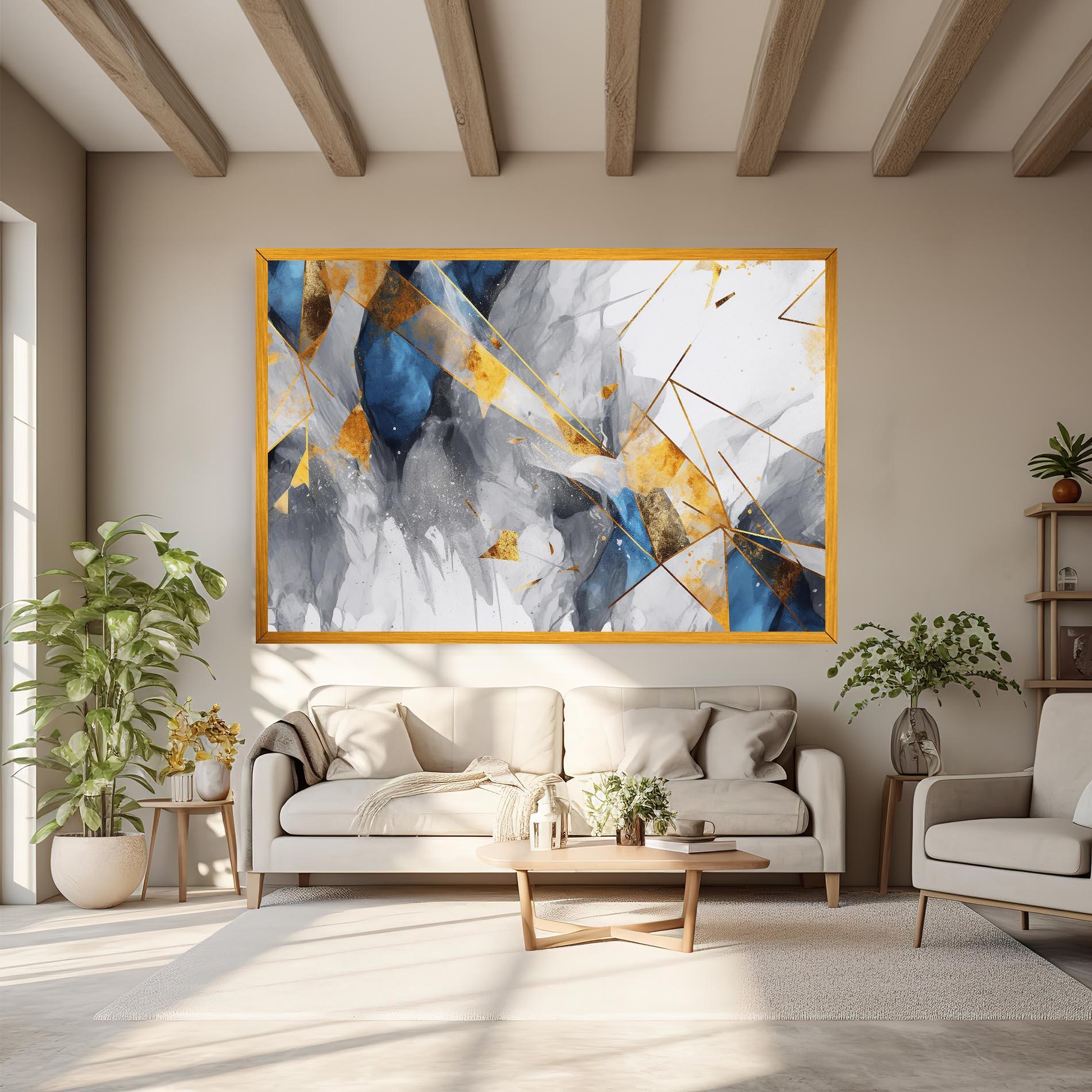 Leinwandbild Abstract Gold Blue Pattern mockup 6