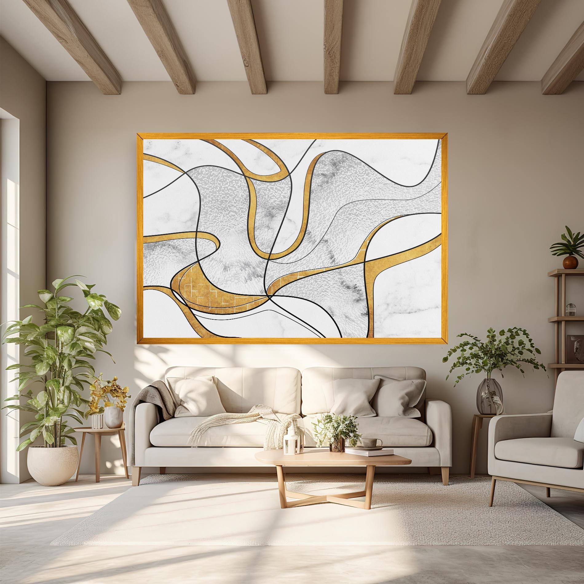 Leinwandbild Abstract Gold Lines mockup 6