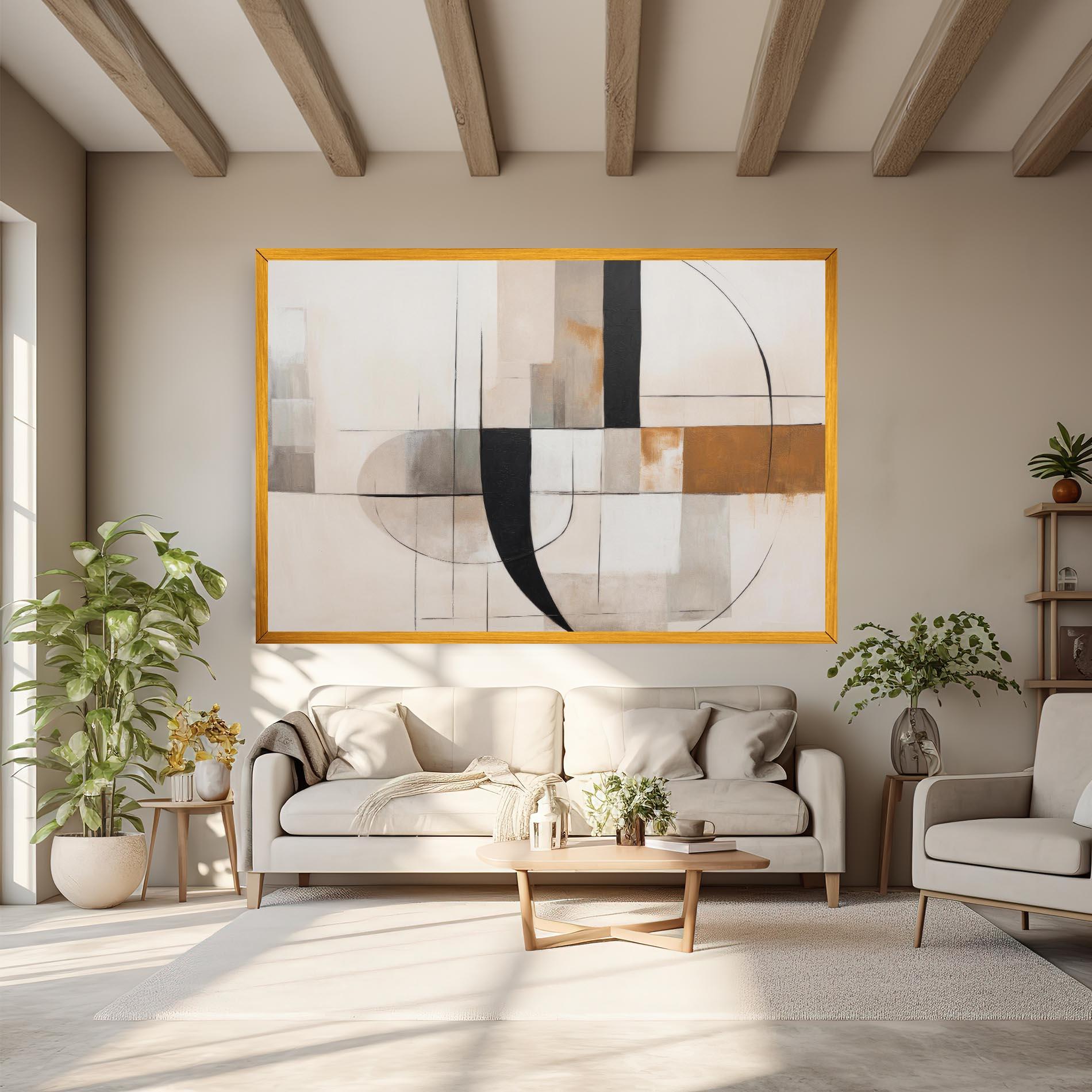 Leinwandbild Black Abstract Lines mockup 6