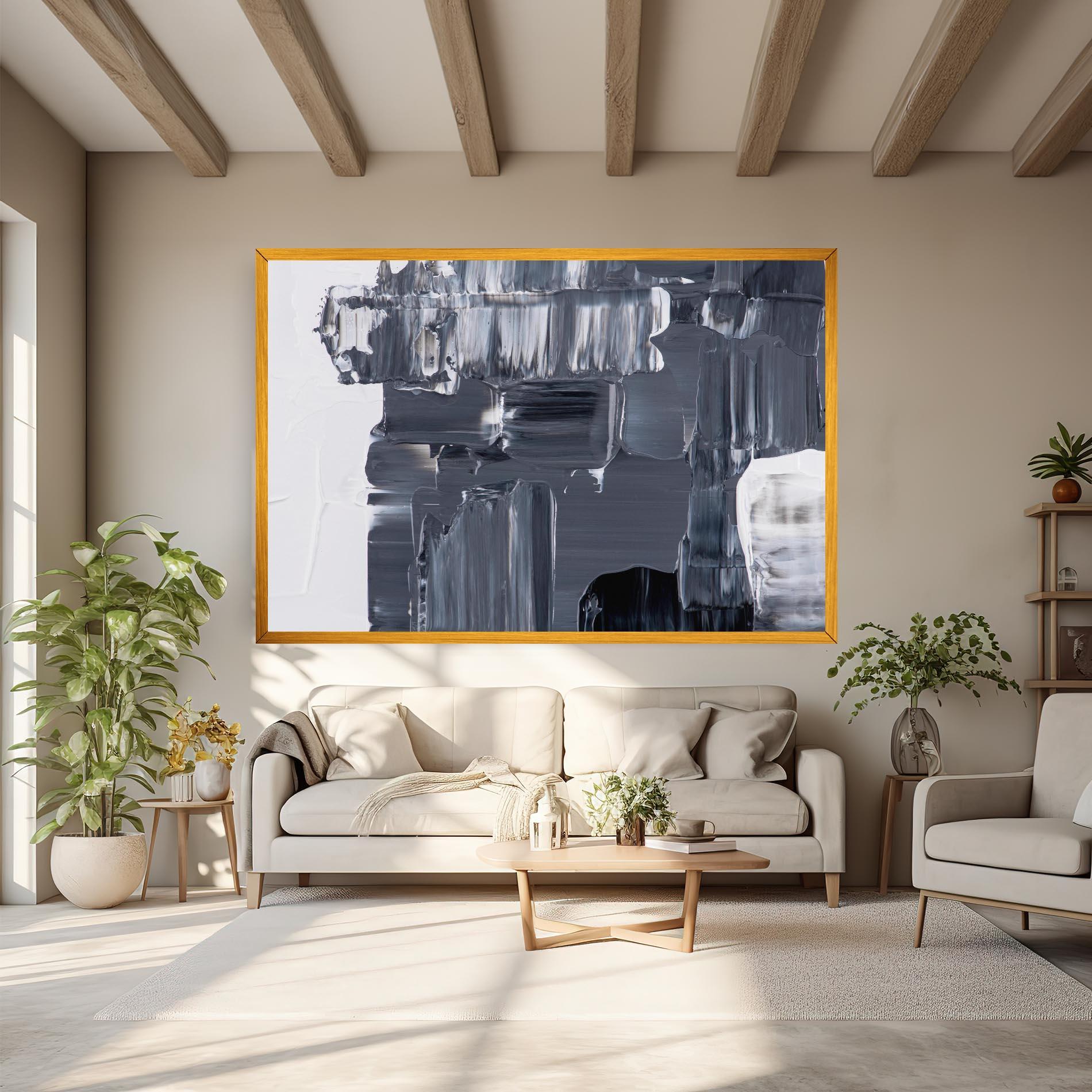 Leinwandbild Black Acrylic Painting mockup 6