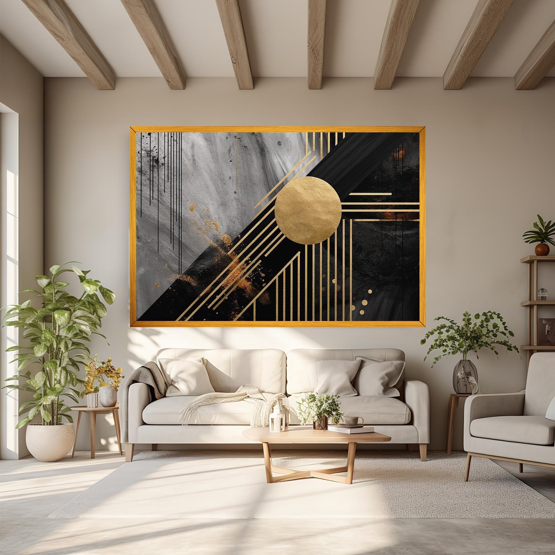 Leinwandbild Gold Circle With Lines mockup 6