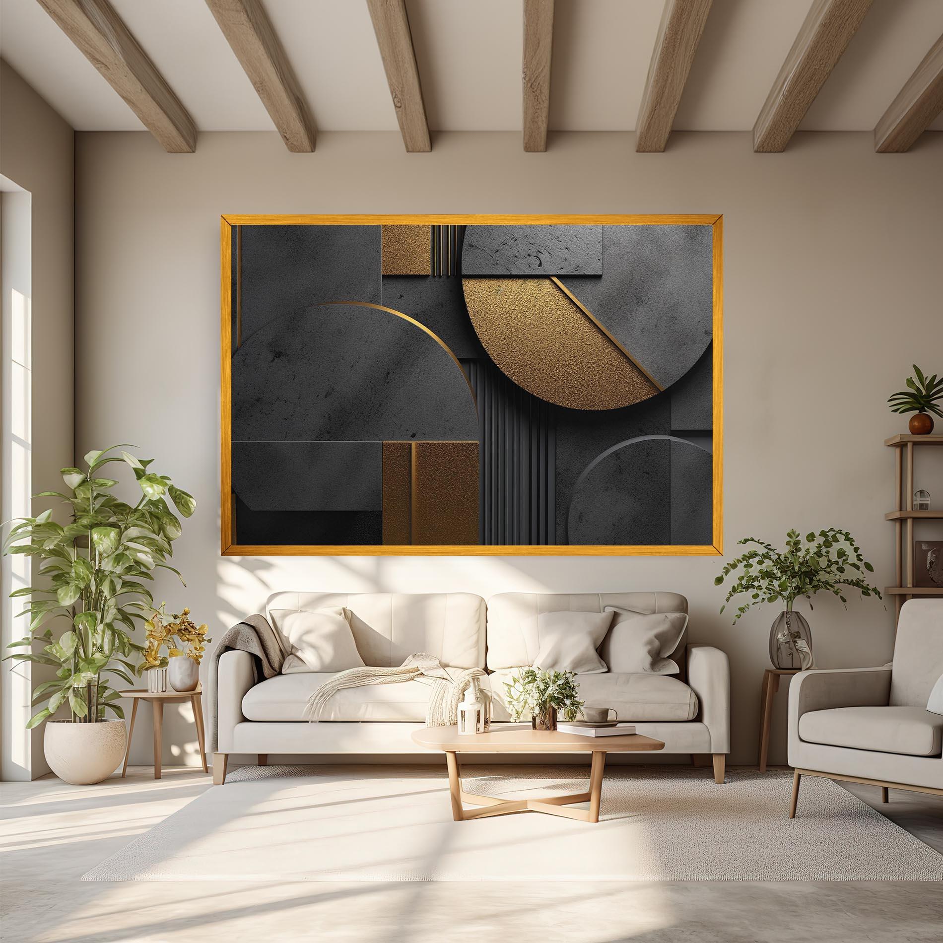 Leinwandbild Gold With Grey Circle mockup 6