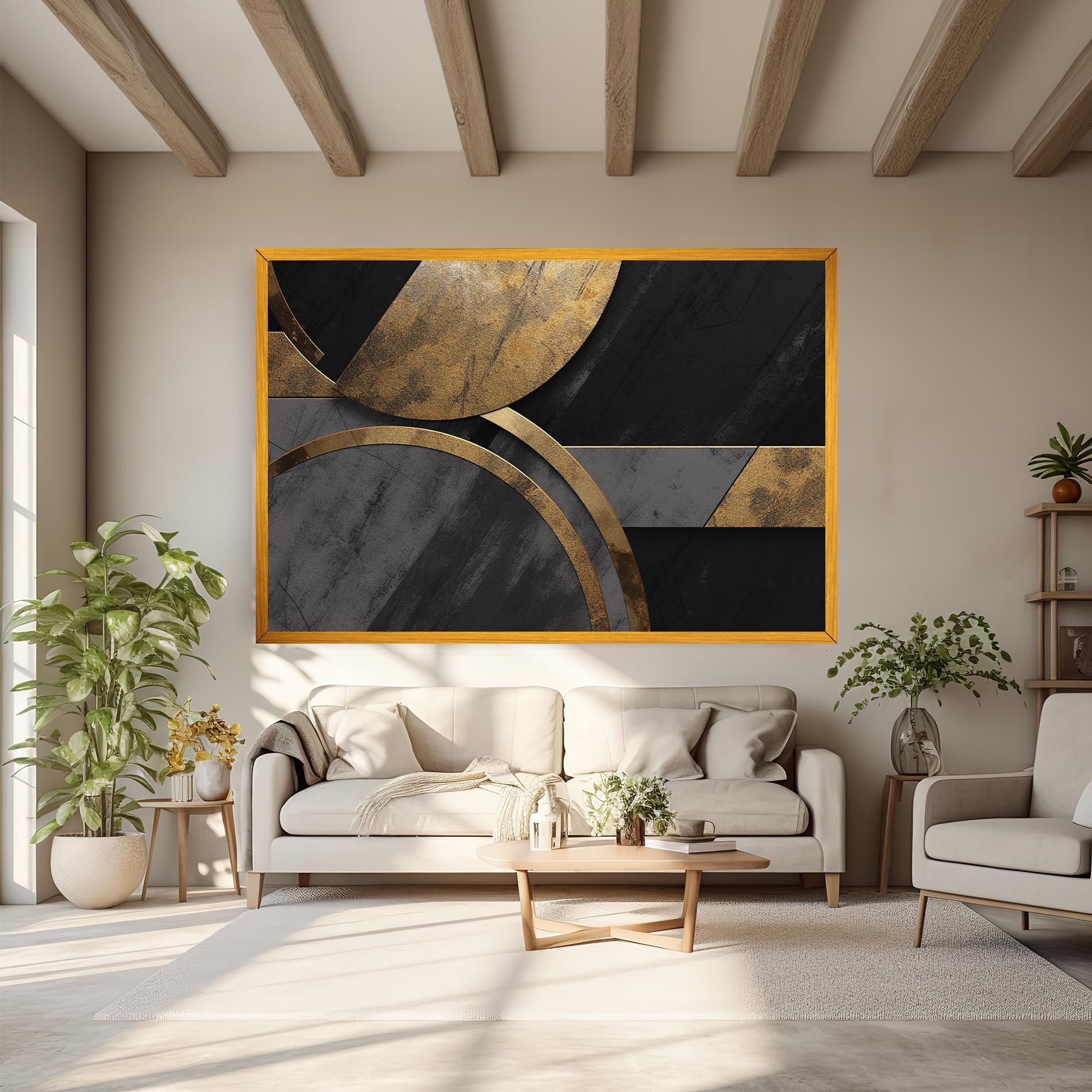 Grey With Gold Painting mockup 6