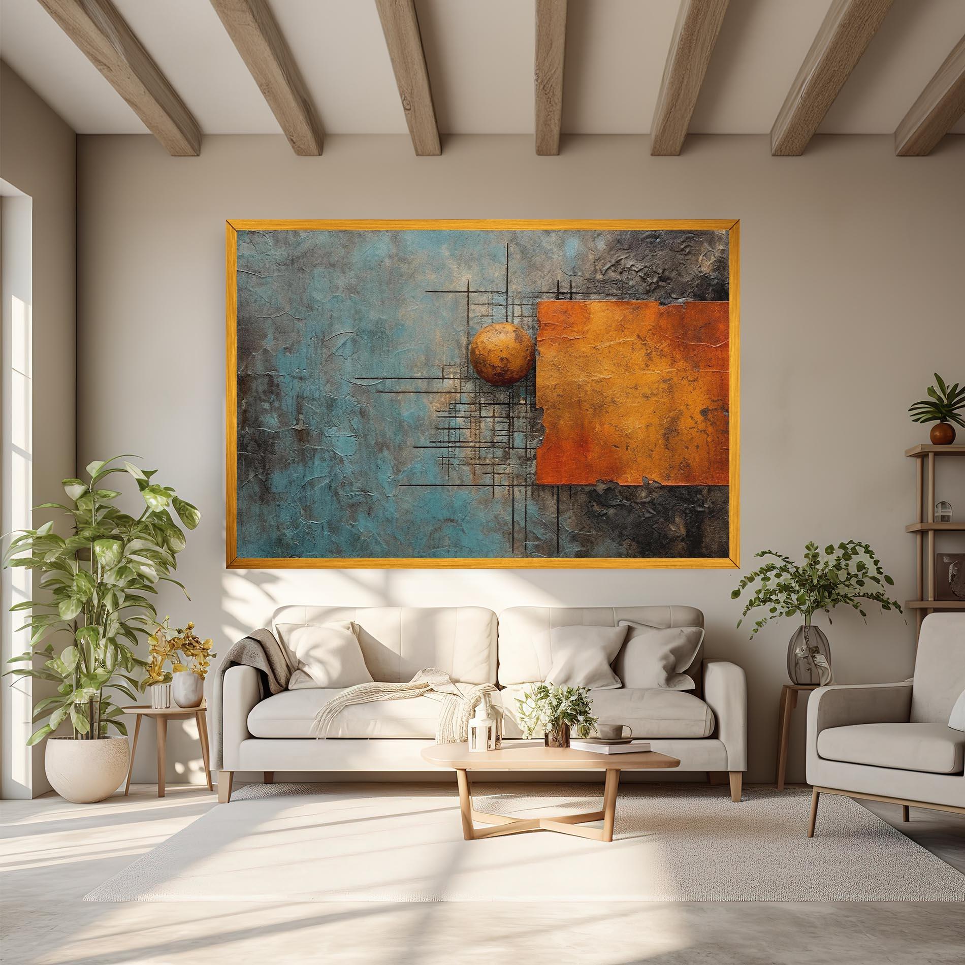 Leinwandbild Orange Square Painting mockup 6