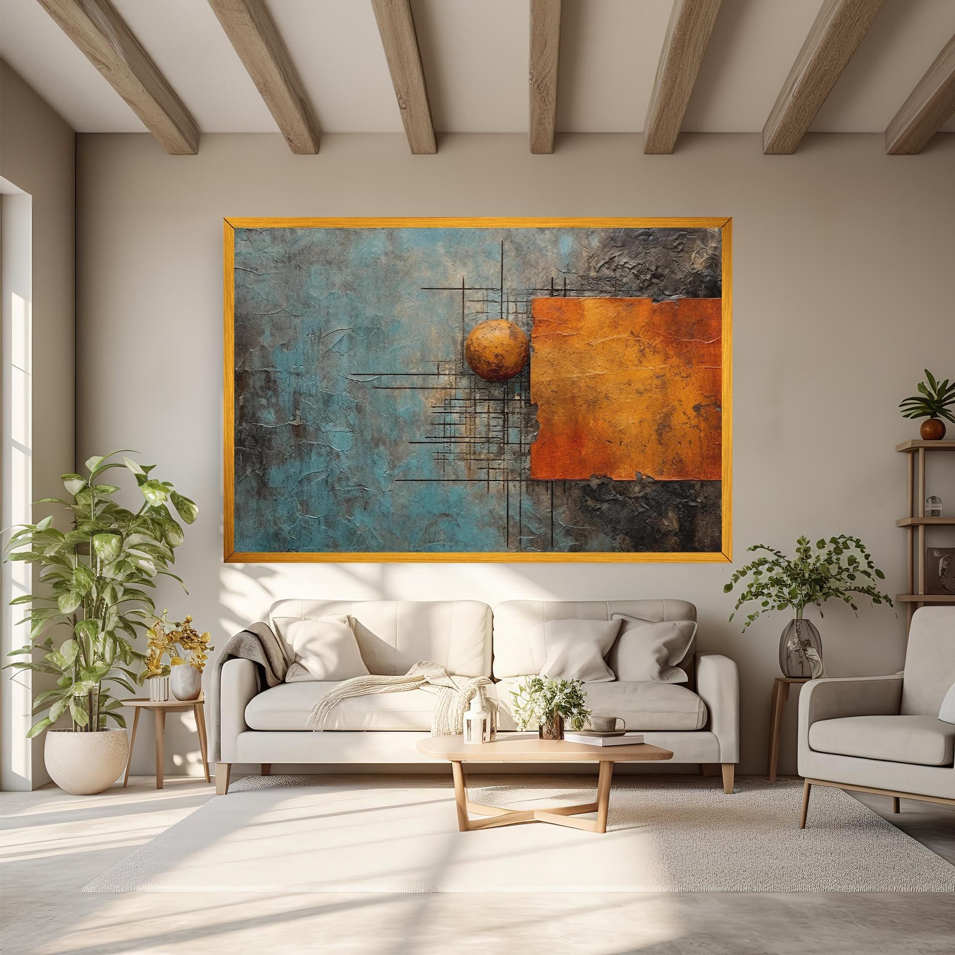 Orange Square Painting mockup 6