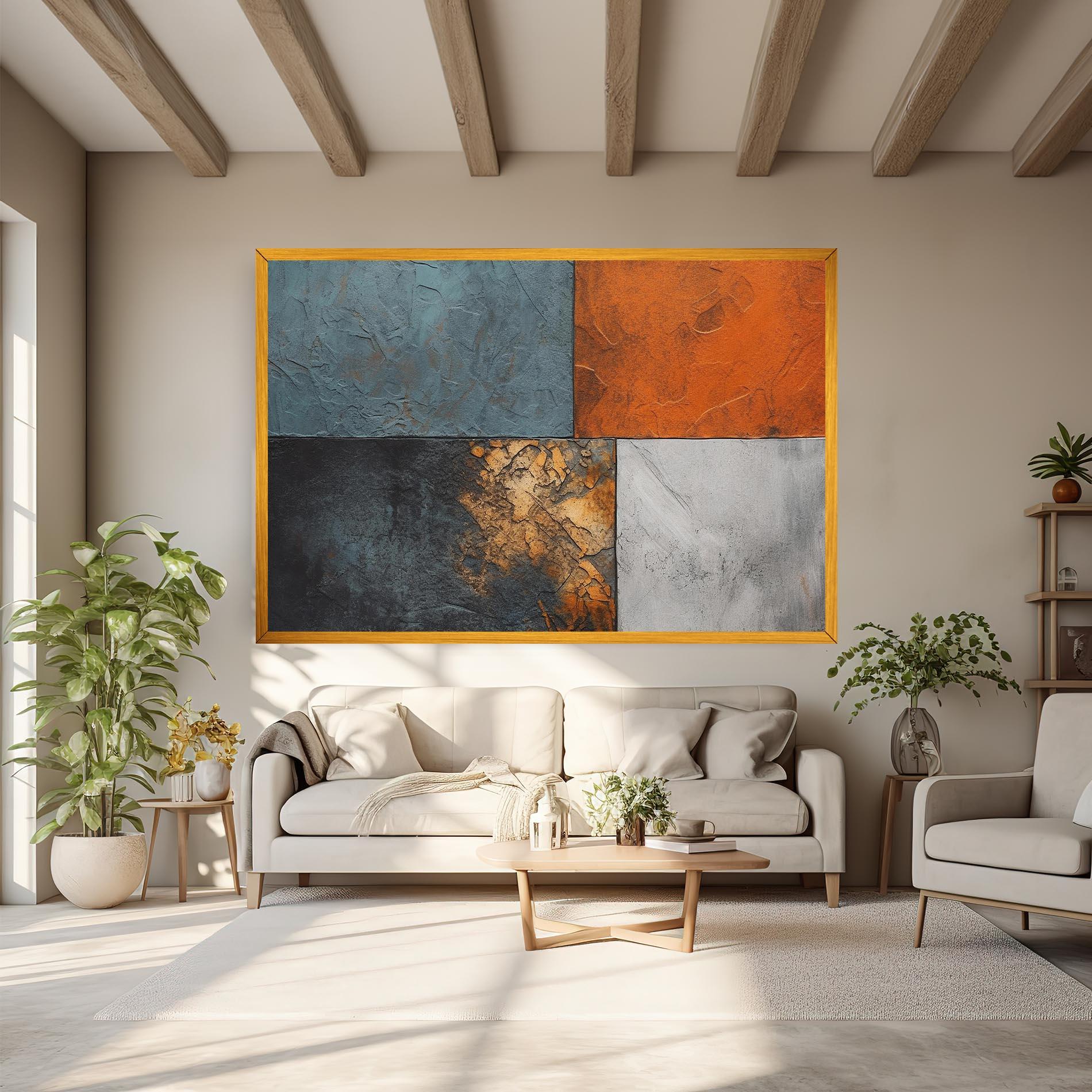 Leinwandbild White Square With Gold mockup 6