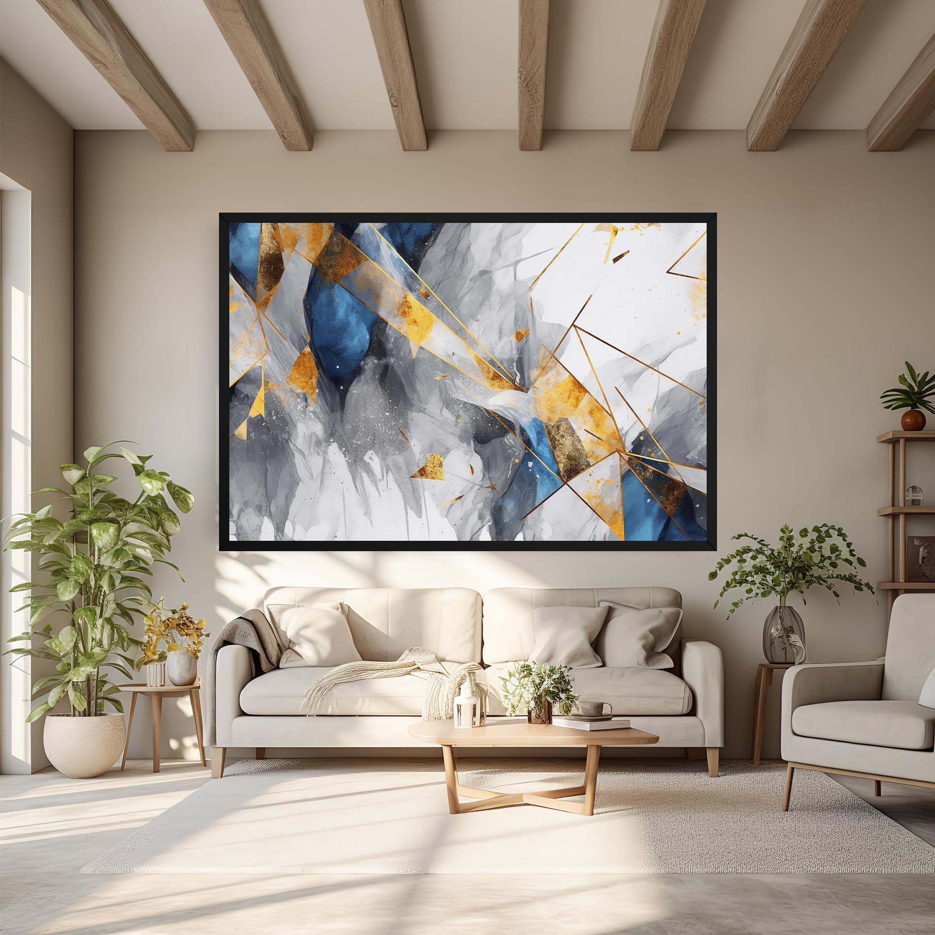 Leinwandbild Abstract Gold Blue Pattern mockup 6