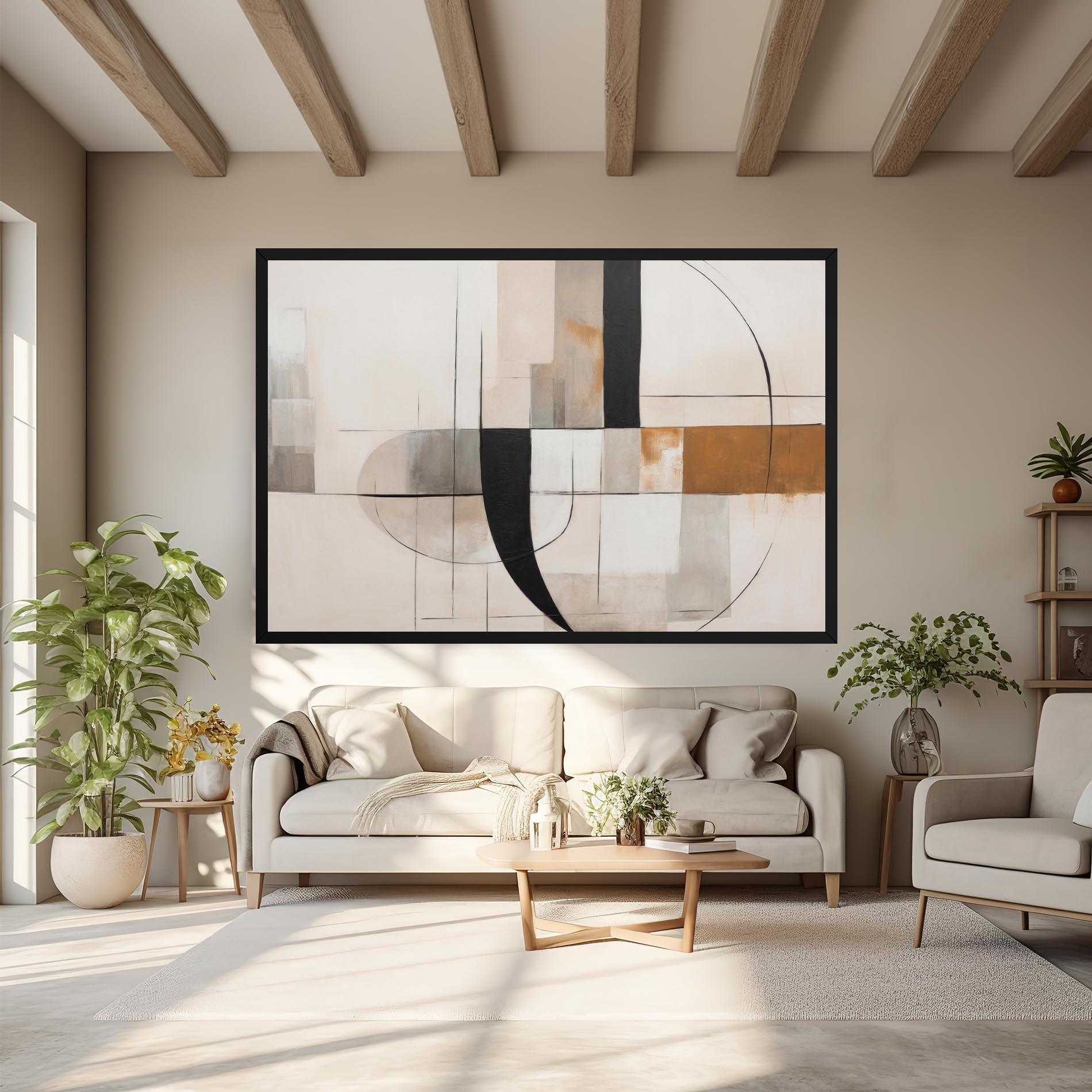 Leinwandbild Black Abstract Lines mockup 6