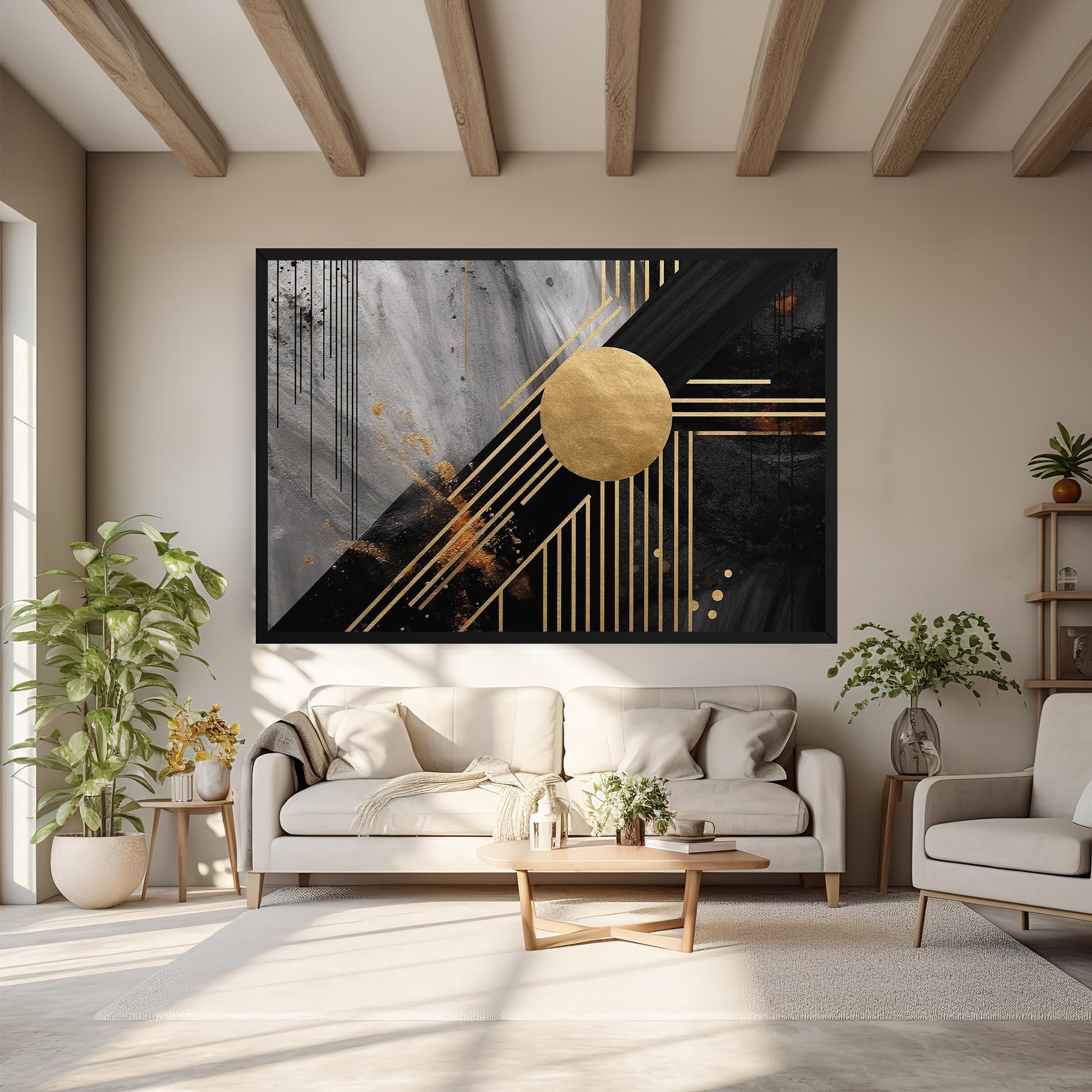 Leinwandbild Gold Circle With Lines mockup 6