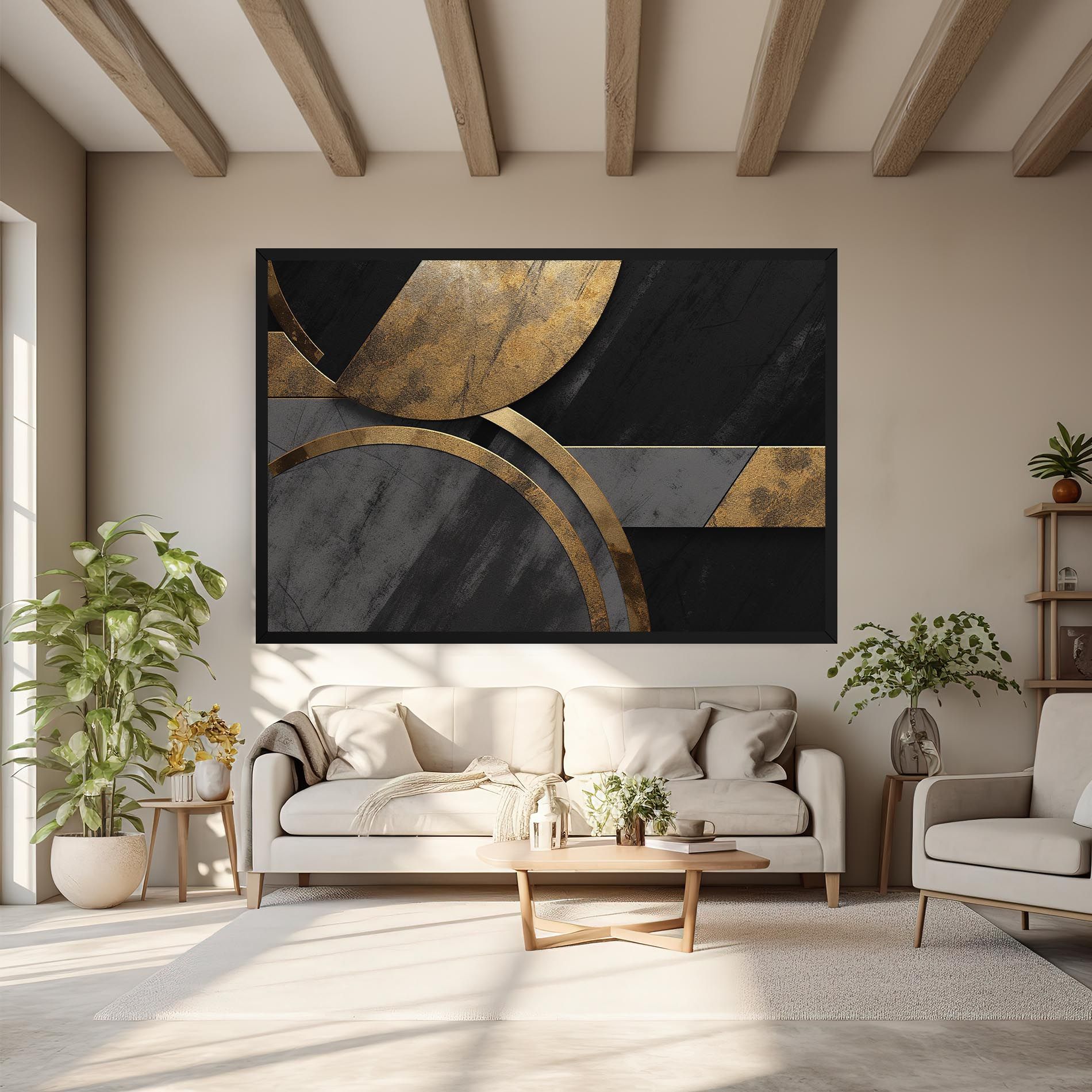 Grey With Gold Painting mockup 6