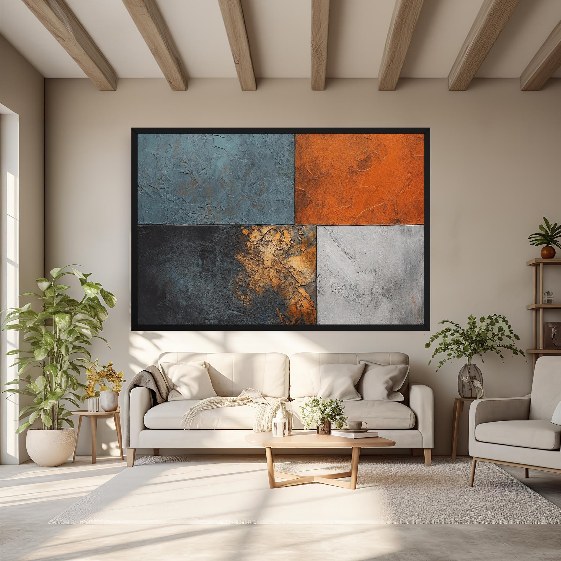 Leinwandbild White Square With Gold mockup 6