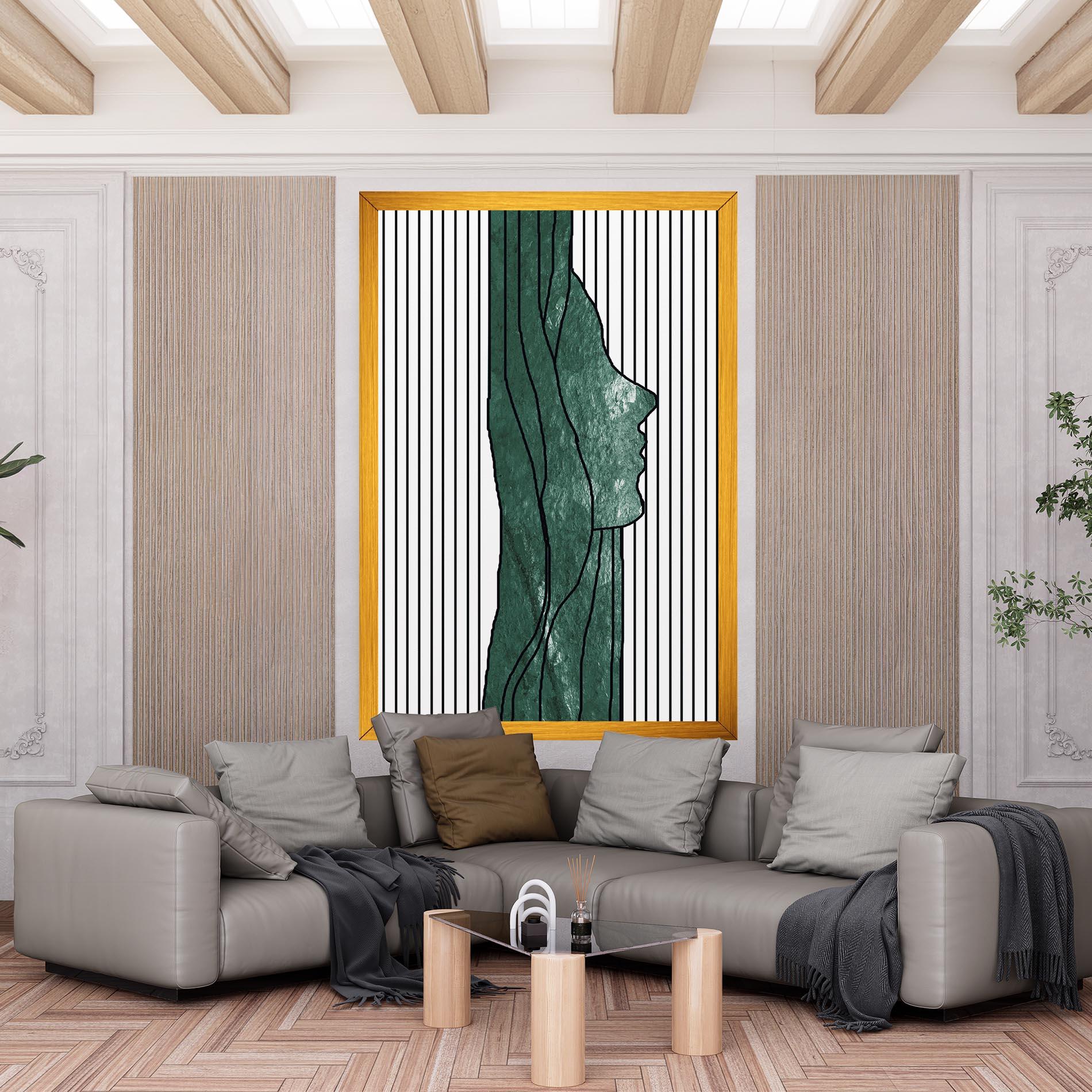 Leinwandbild Abstract Green Face mockup 6