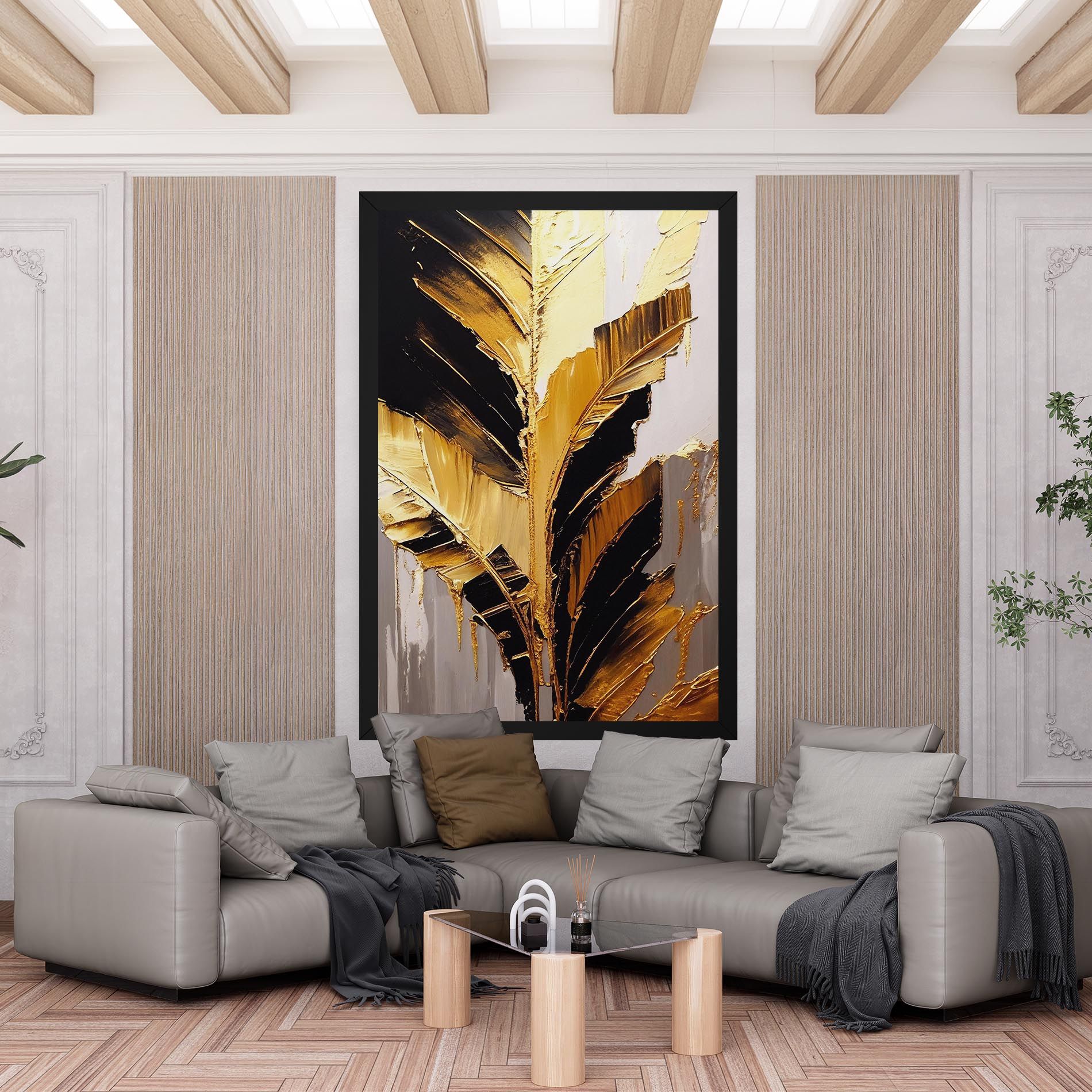 Balck With Gold Leafs mockup 6