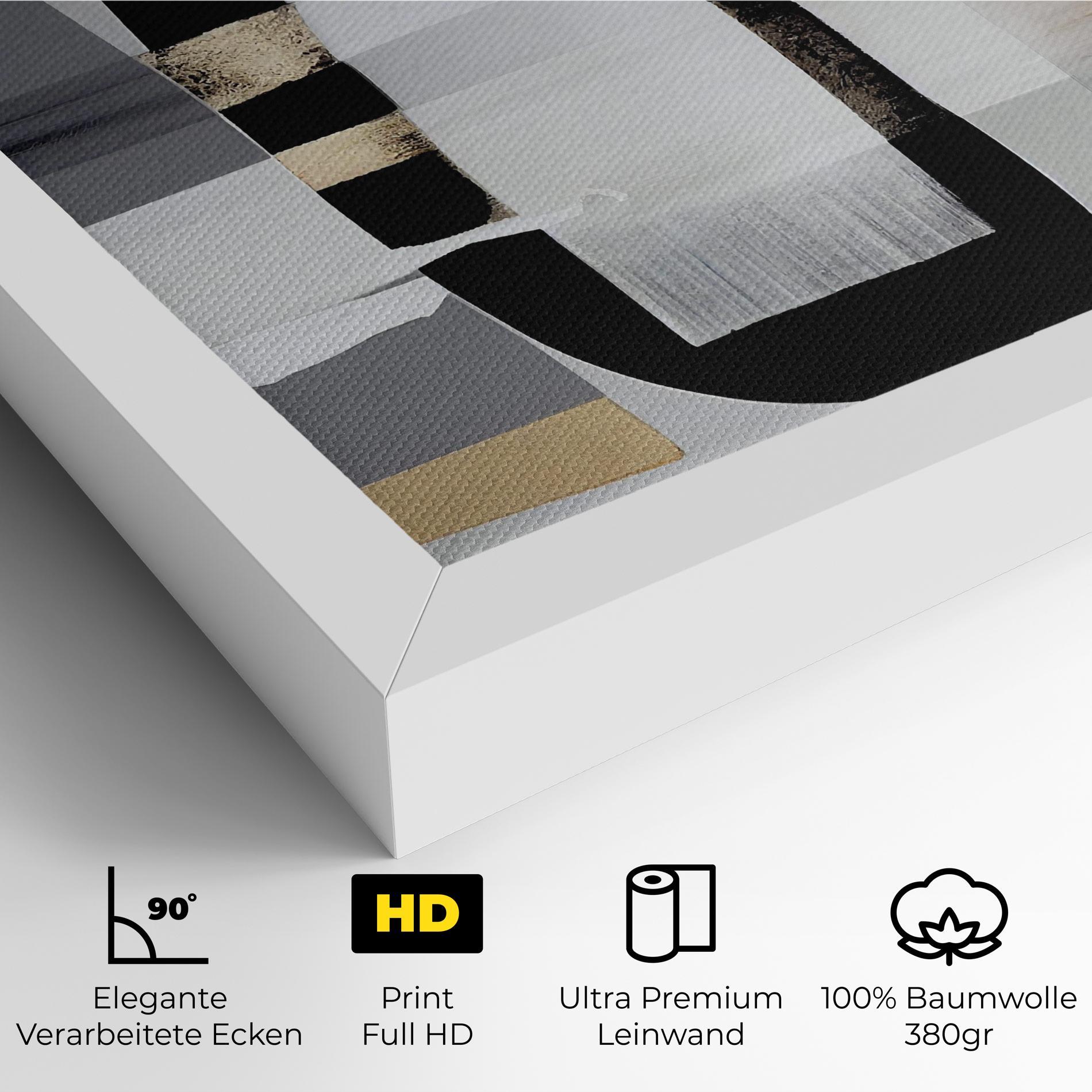 Leinwandbild Abstract Gold Painting With Black mockup 4