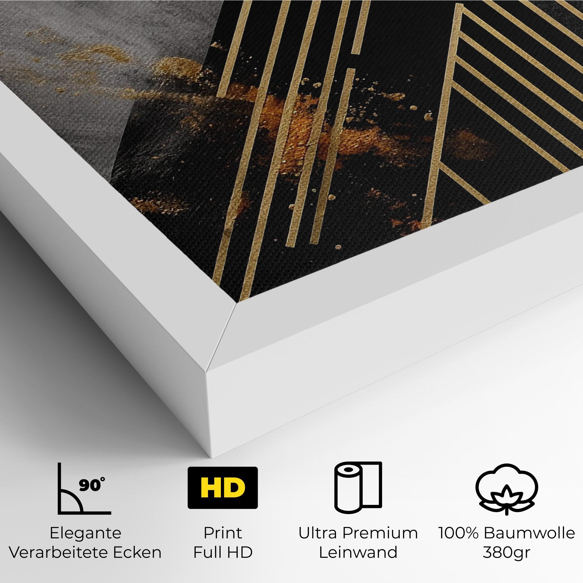 Leinwandbild Gold Circle With Lines mockup 4