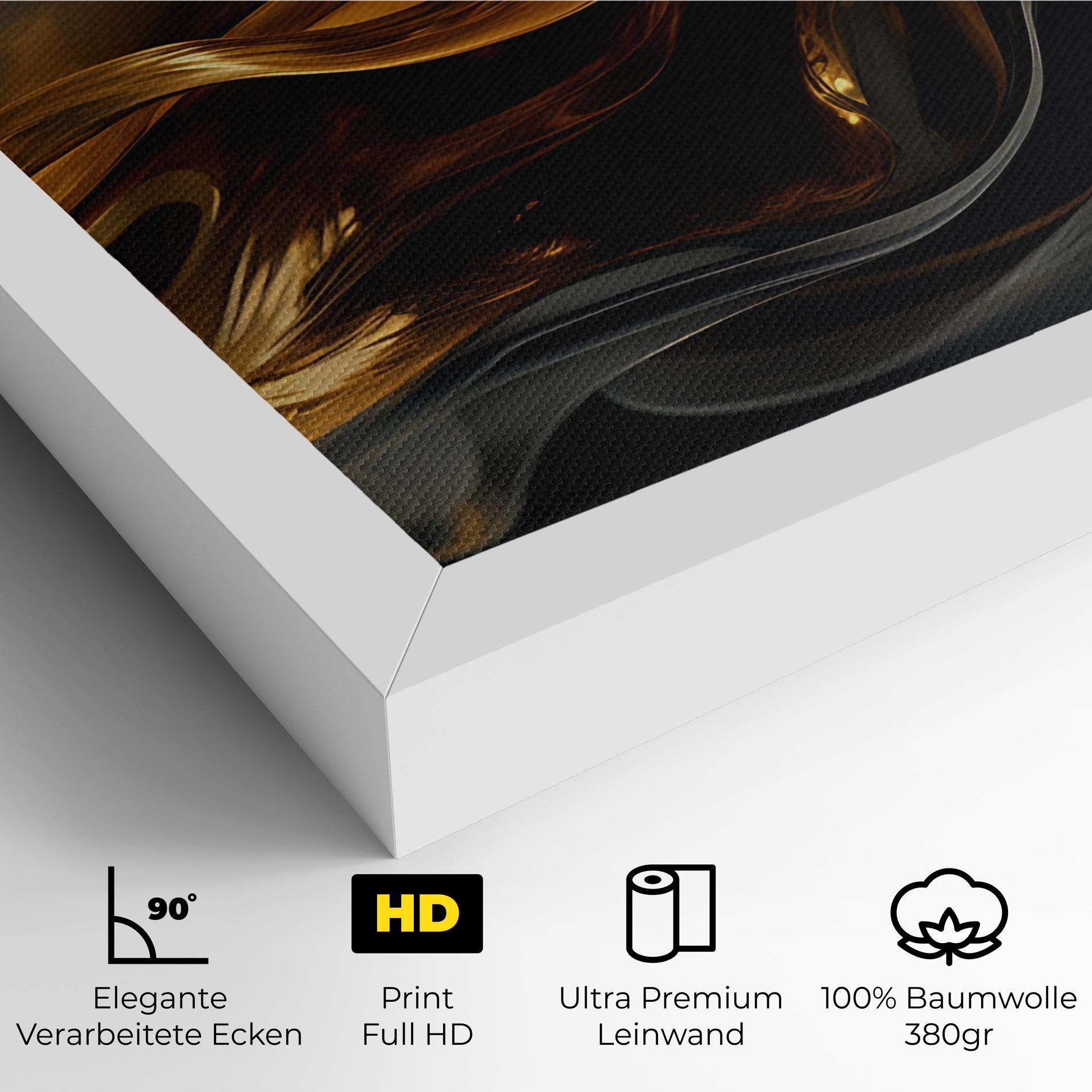 Leinwandbild Gold With Black Wave mockup 4