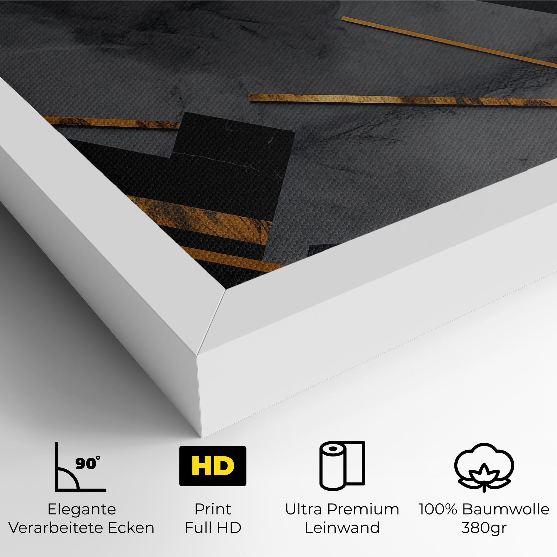 Leinwandbild Grey Painting With Gold Lines mockup 4