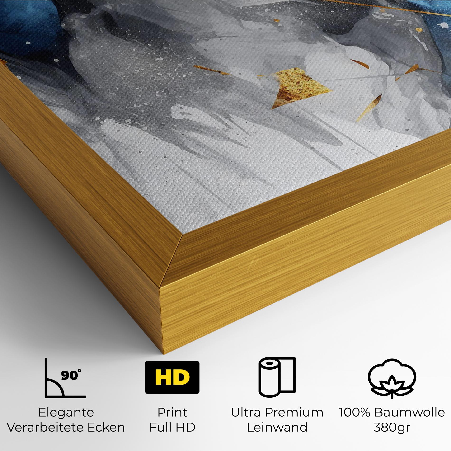 Leinwandbild Abstract Gold Blue Pattern mockup 4