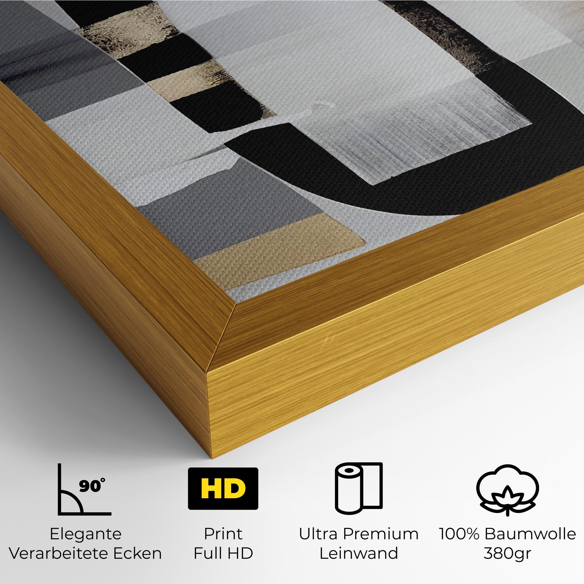 Leinwandbild Abstract Gold Painting With Black mockup 4
