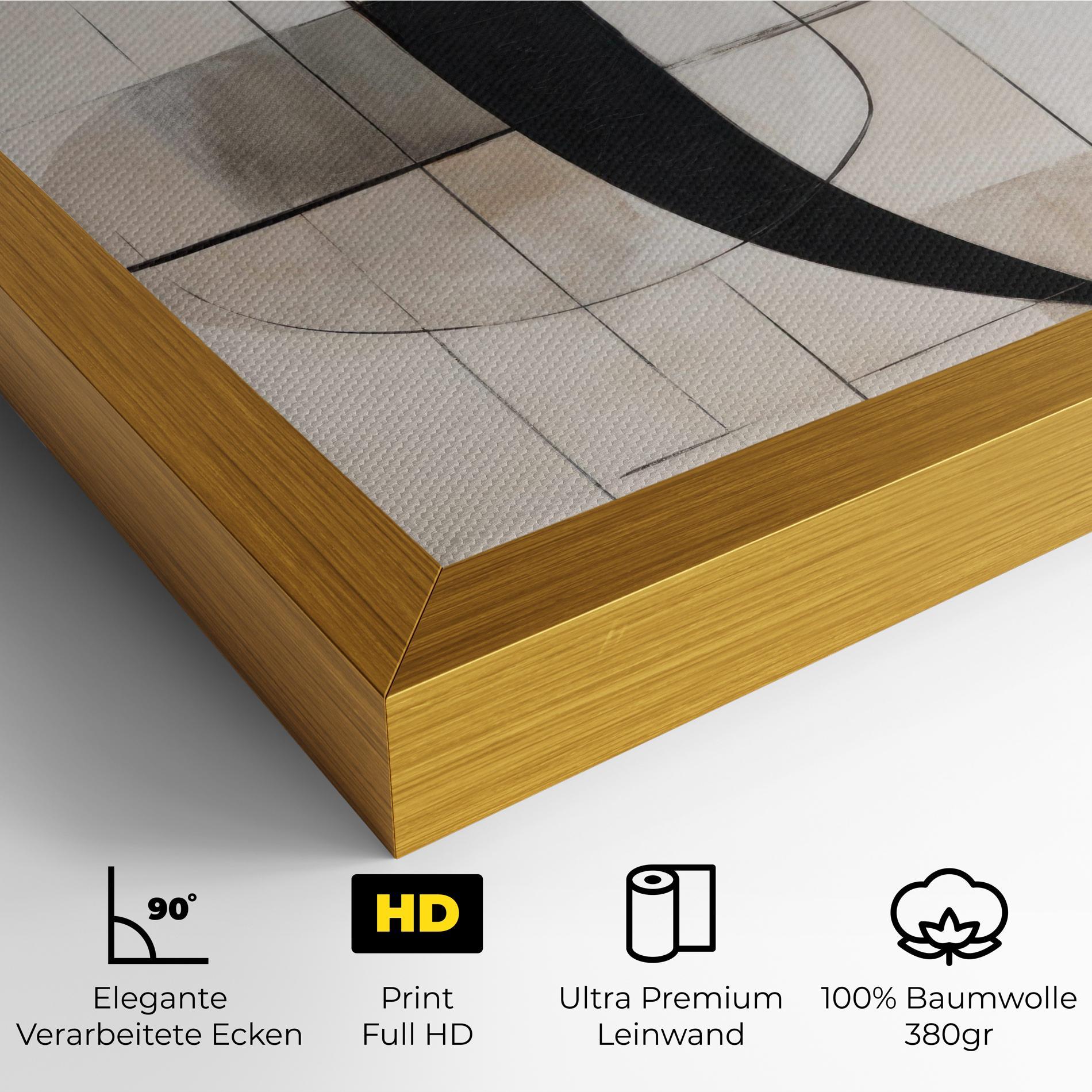 Leinwandbild Black Abstract Lines mockup 4