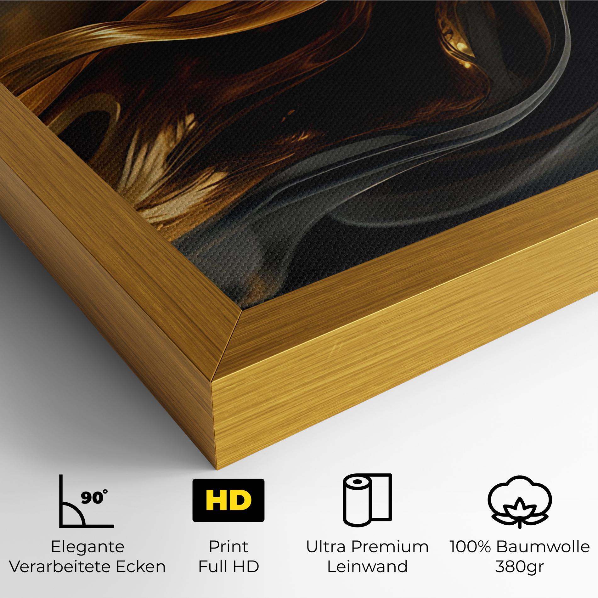 Leinwandbild Gold With Black Wave mockup 4