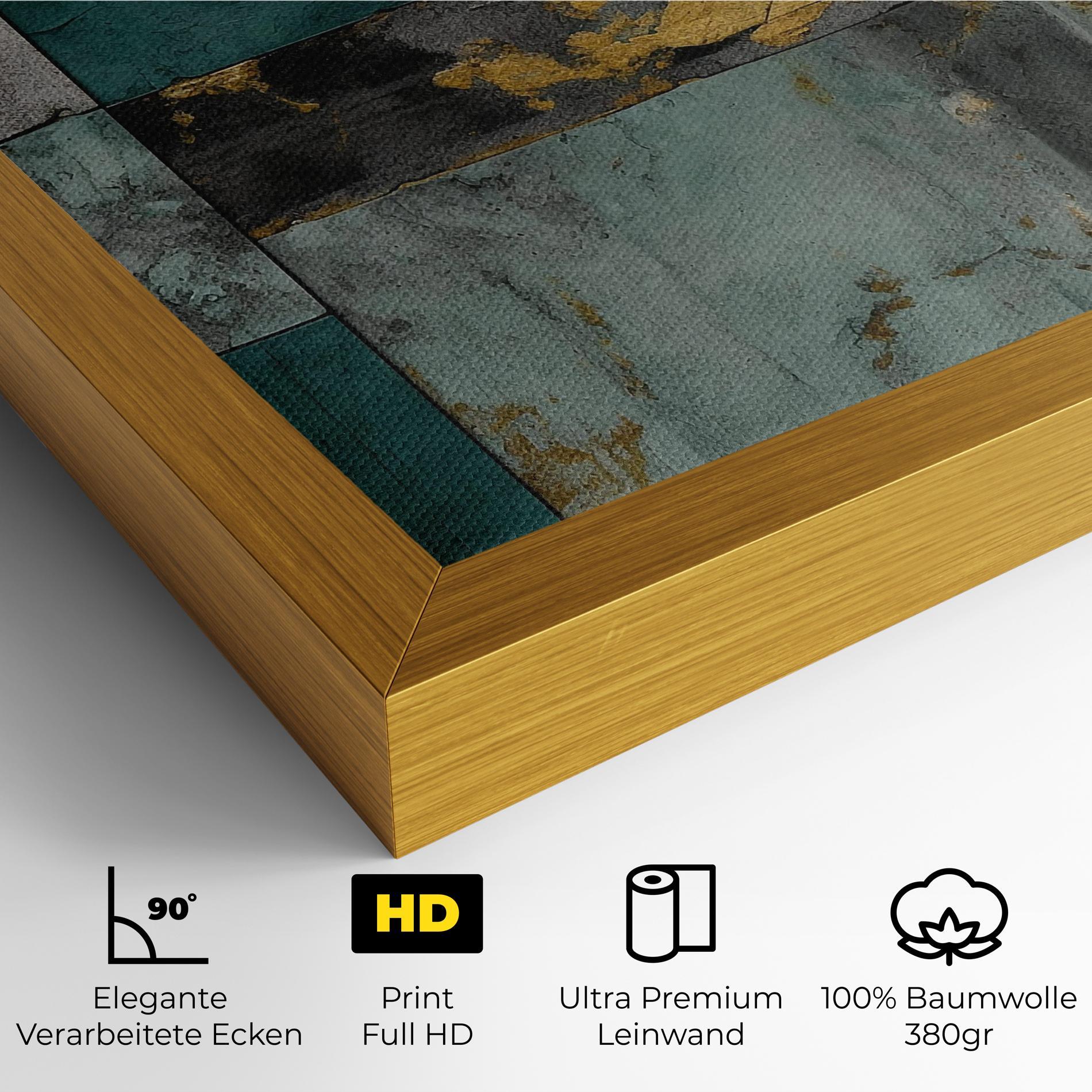 Leinwandbild Golden Green Painting mockup 4