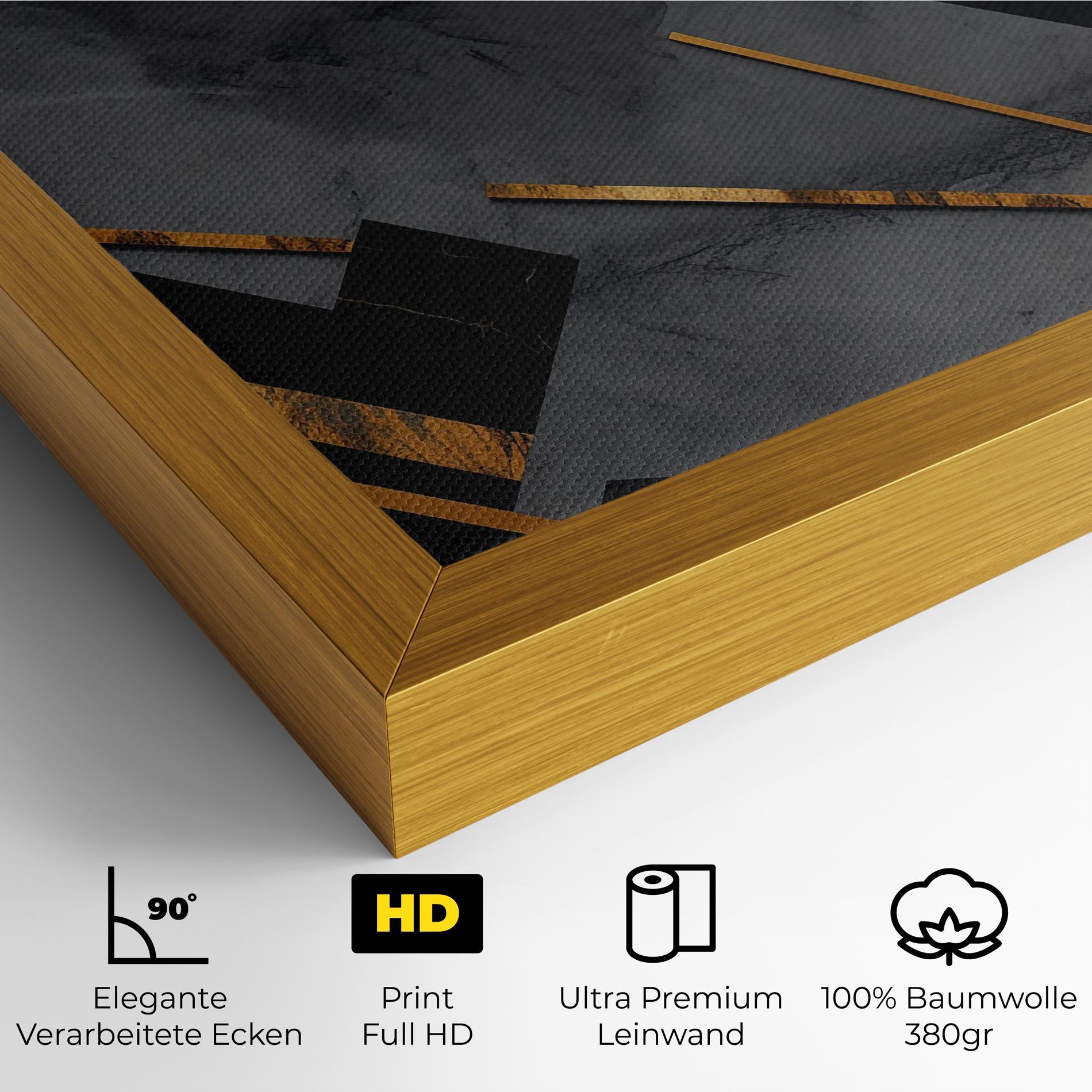 Leinwandbild Grey Painting With Gold Lines mockup 4