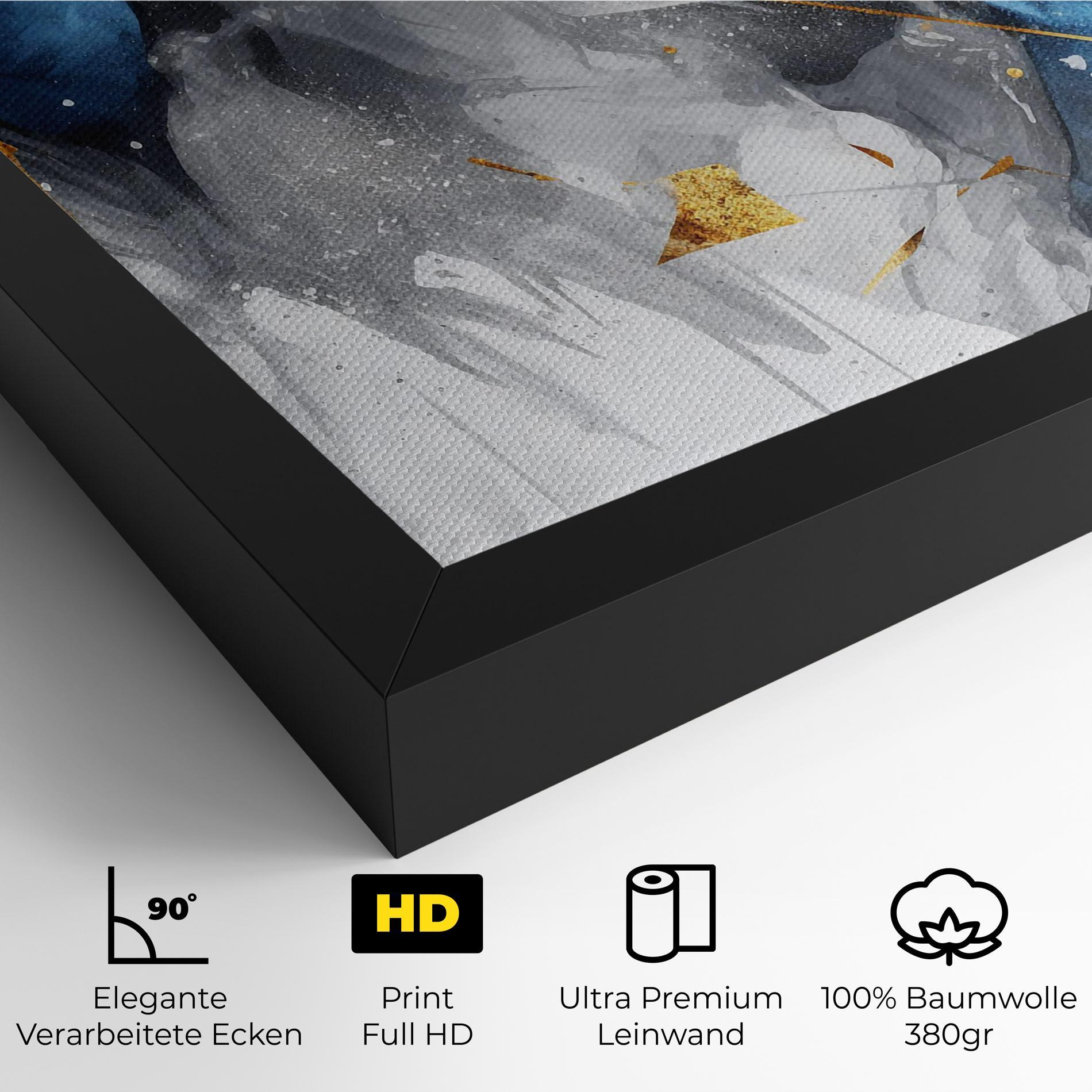 Leinwandbild Abstract Gold Blue Pattern mockup 4