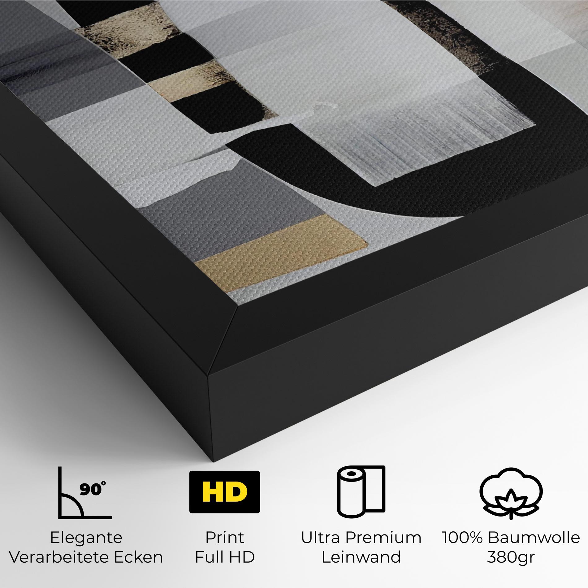 Leinwandbild Abstract Gold Painting With Black mockup 4