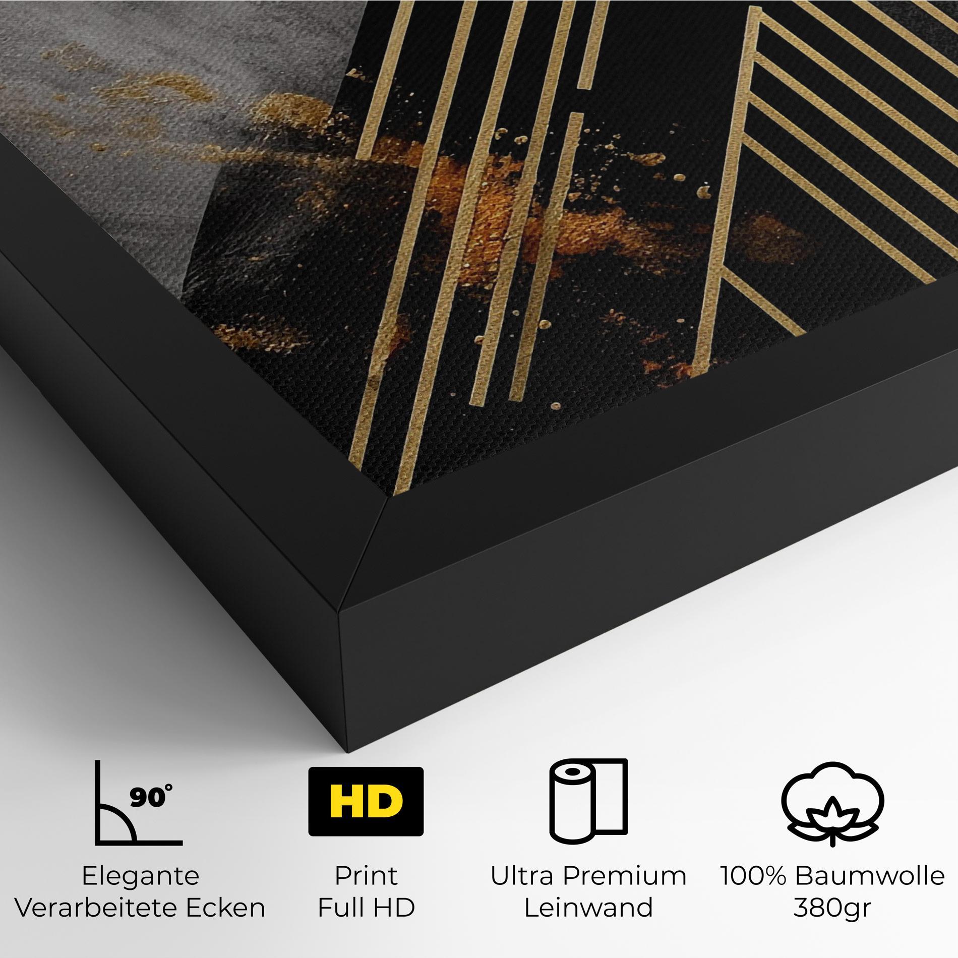 Leinwandbild Gold Circle With Lines mockup 4