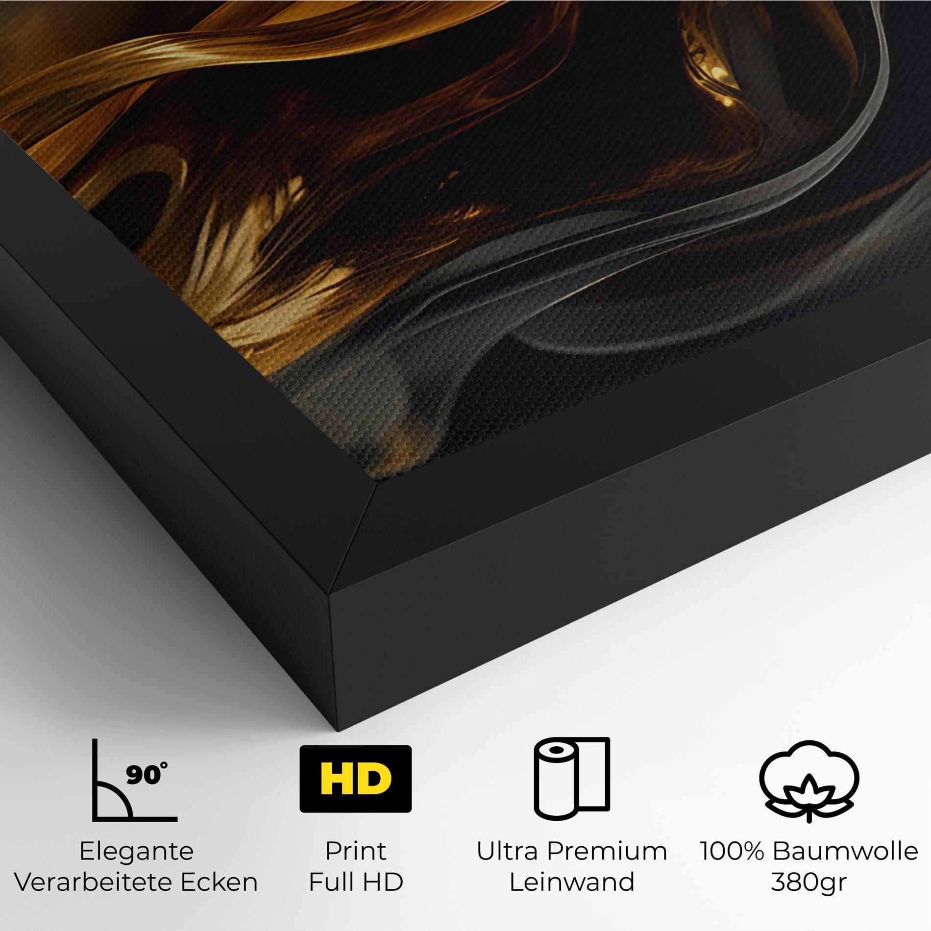 Leinwandbild Gold With Black Wave mockup 4