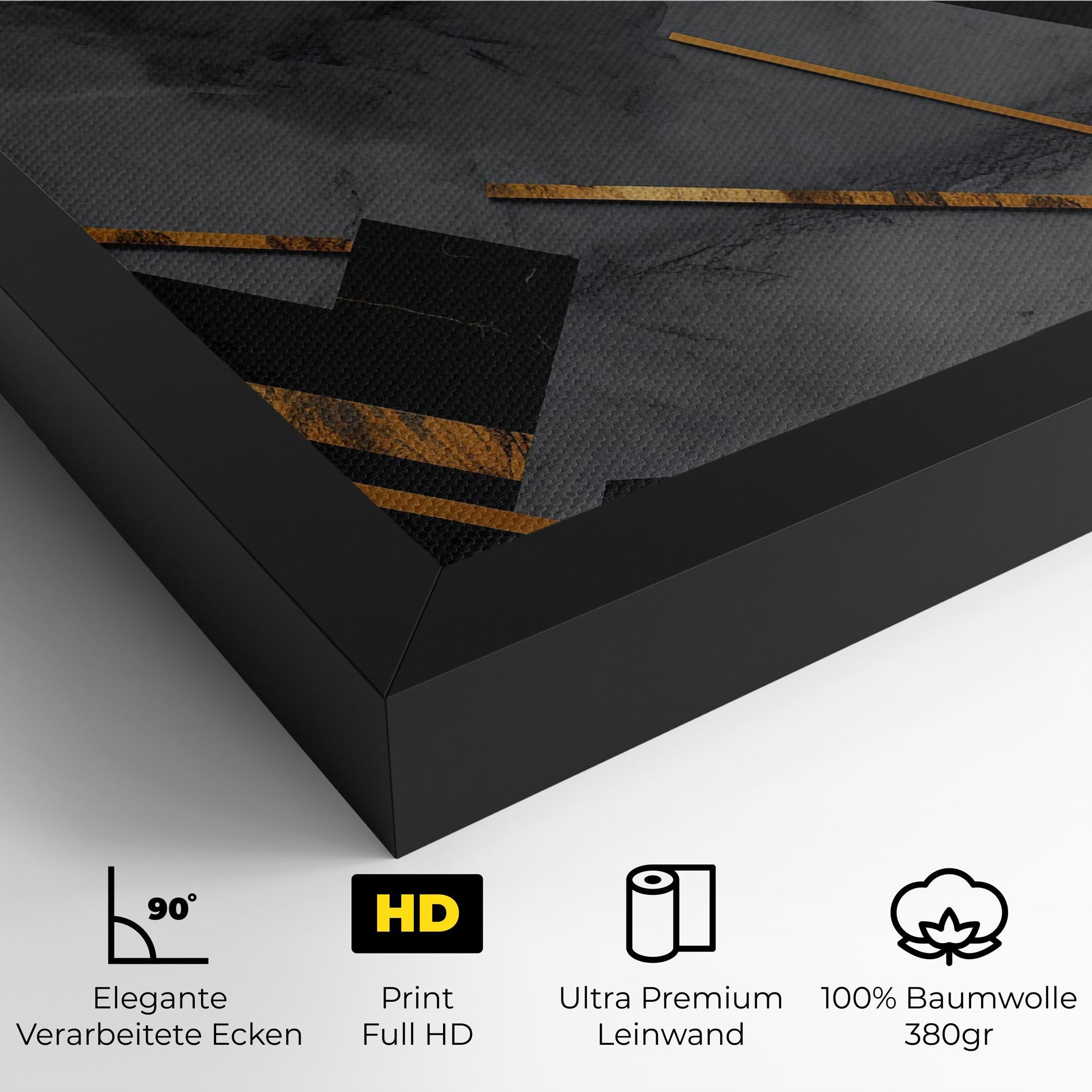 Leinwandbild Grey Painting With Gold Lines mockup 4