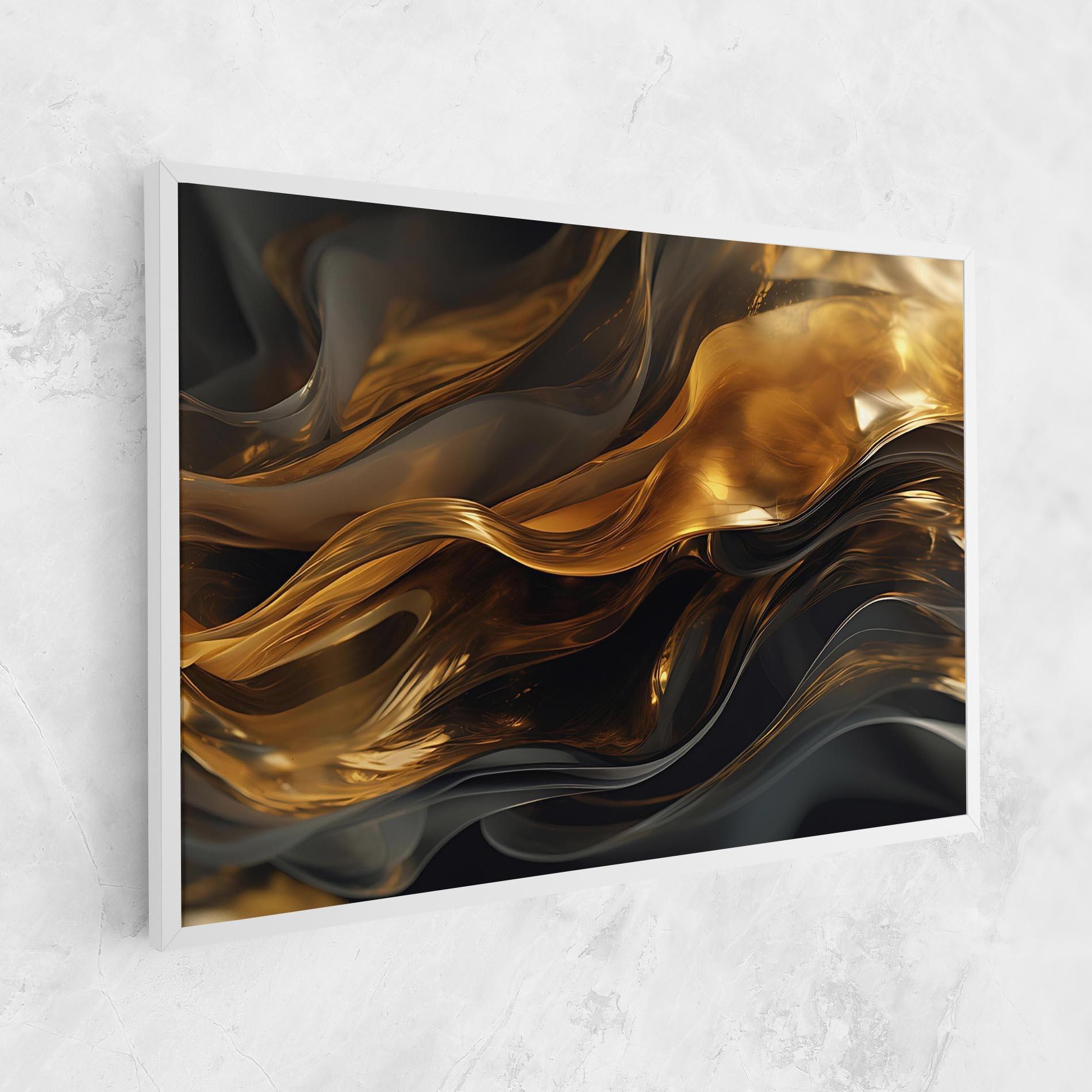 Leinwandbild Gold With Black Wave mockup 1