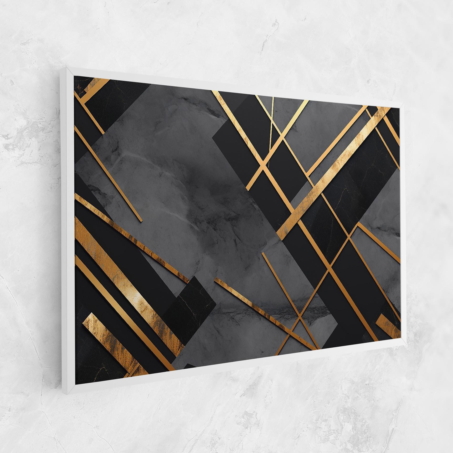 Leinwandbild Grey Painting With Gold Lines mockup 1