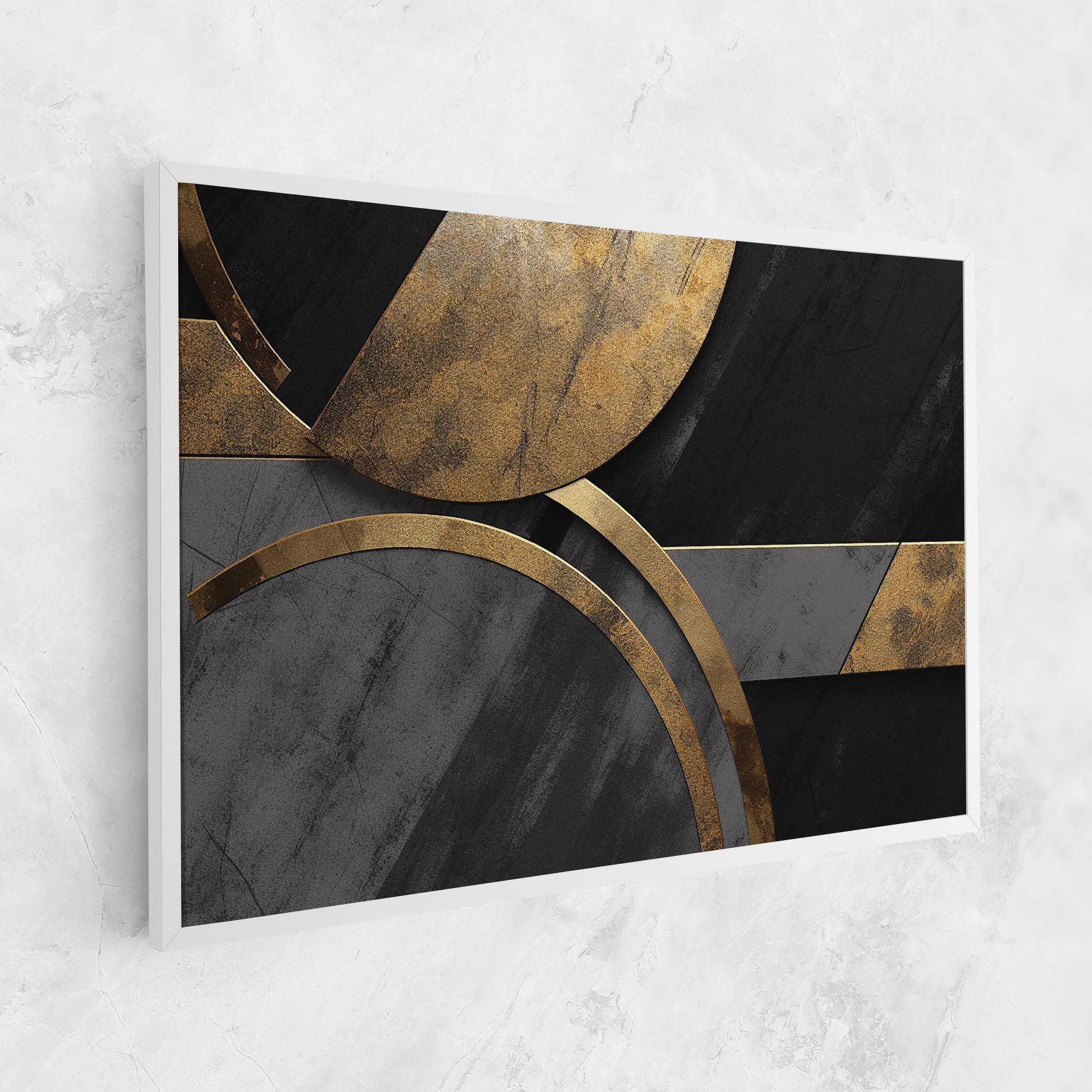Leinwandbild Grey With Gold Painting mockup 1