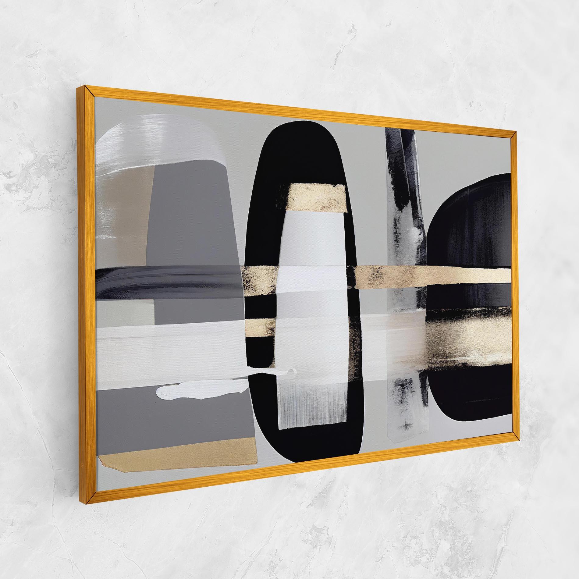 Leinwandbild Abstract Gold Painting With Black mockup 1