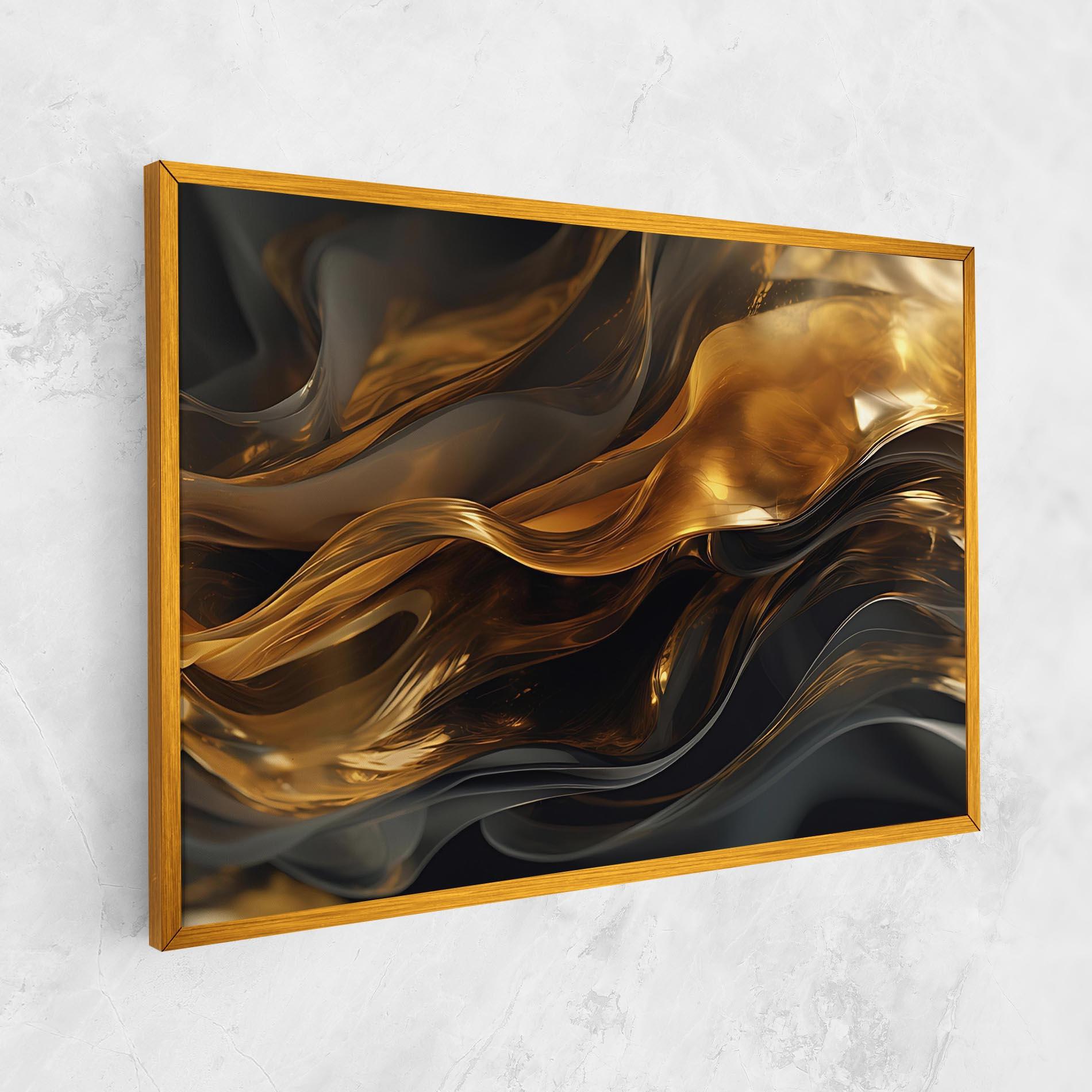 Leinwandbild Gold With Black Wave mockup 1