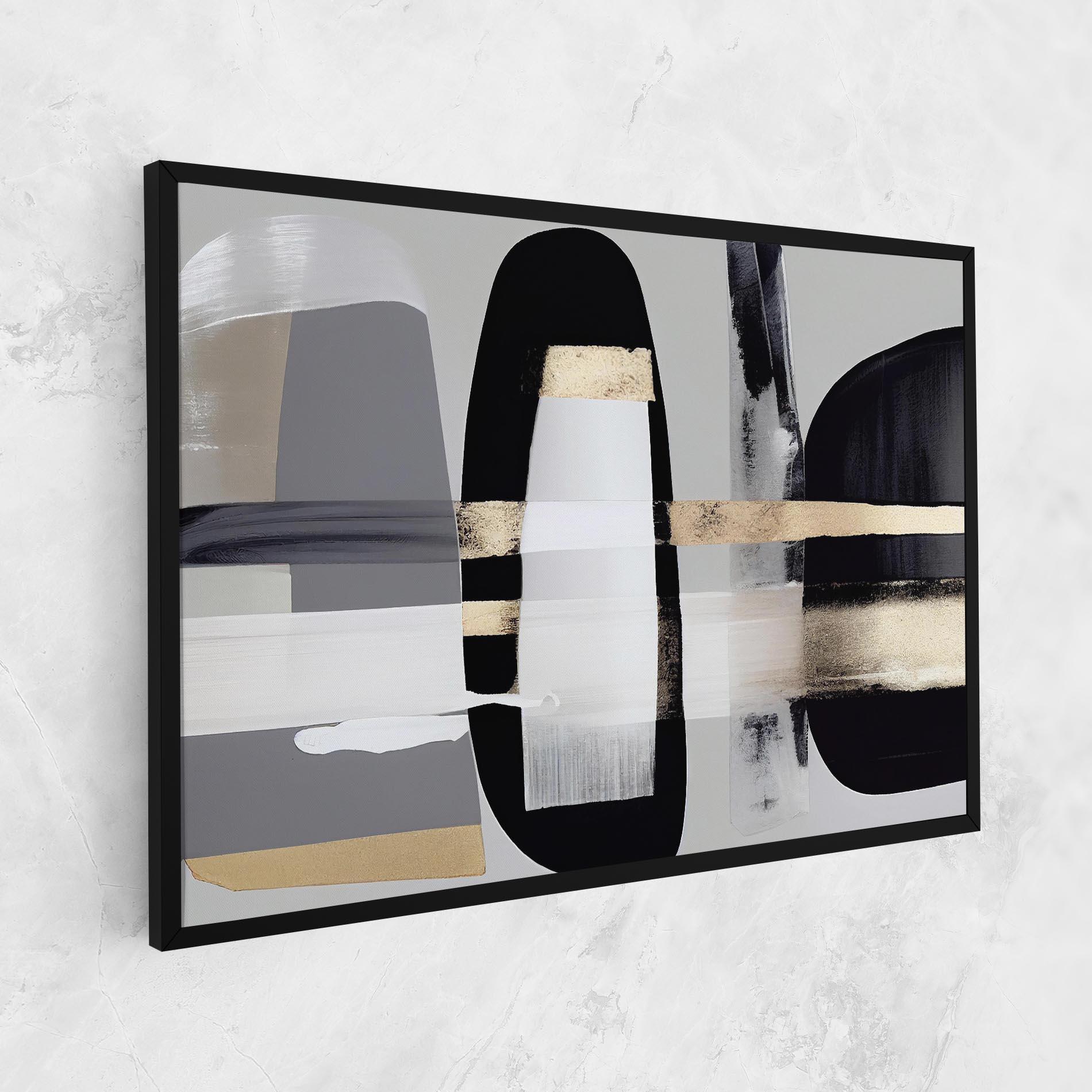 Leinwandbild Abstract Gold Painting With Black mockup 1