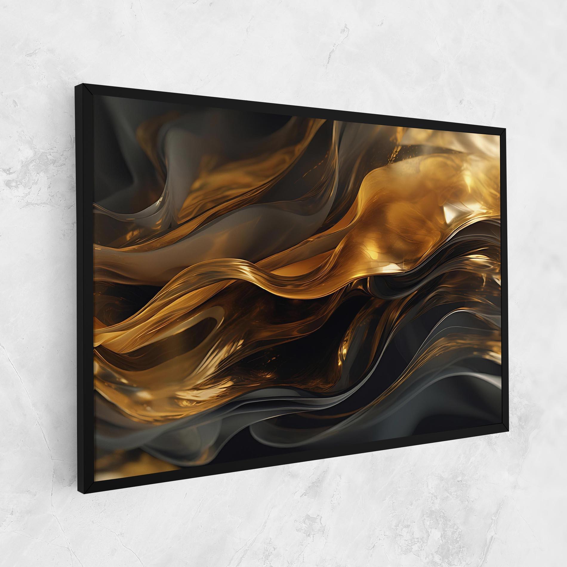 Leinwandbild Gold With Black Wave mockup 1