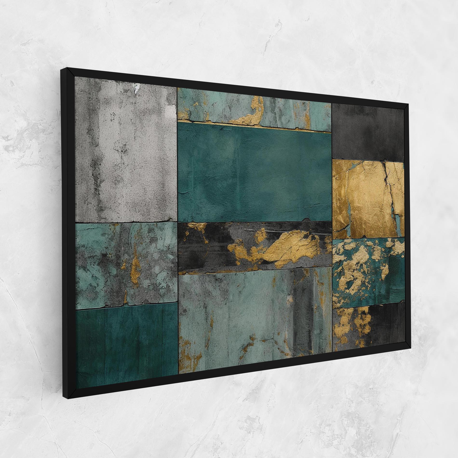 Leinwandbild Golden Green Painting mockup 1