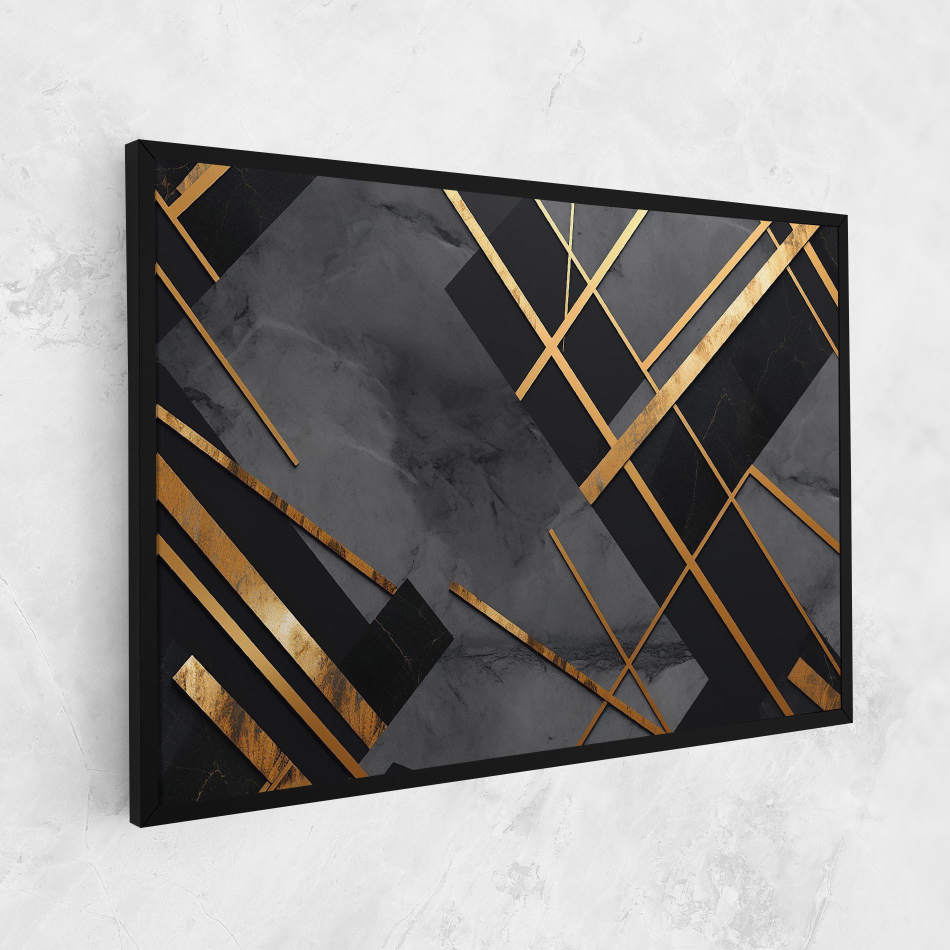 Leinwandbild Grey Painting With Gold Lines mockup 1