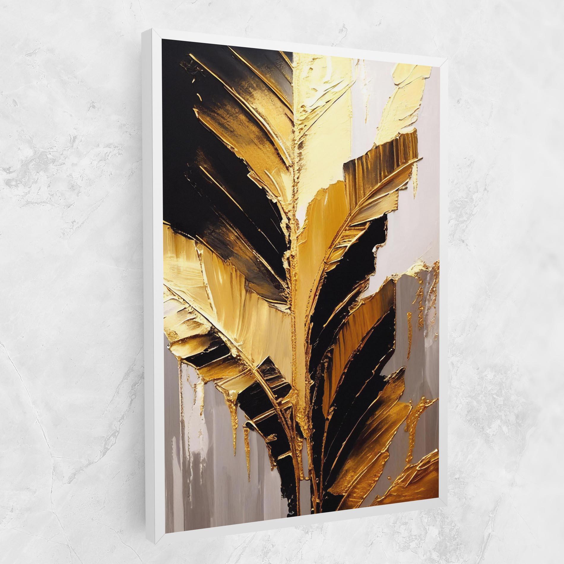 Leinwandbild Balck With Gold Leafs mockup 1